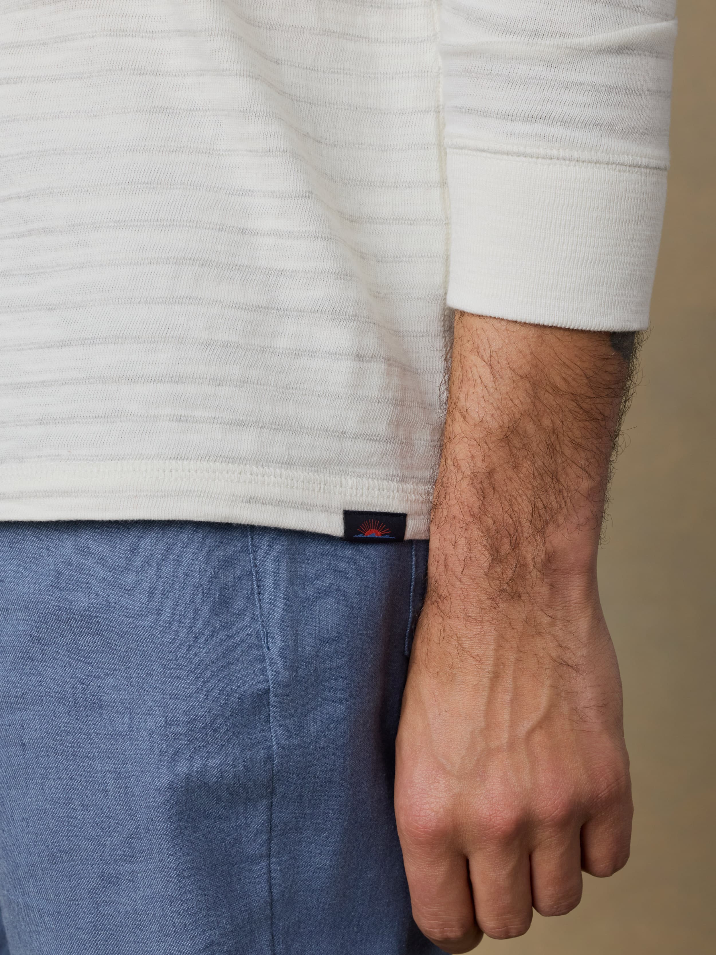 Sunwashed Organic Henley - Ivory Rock Stripe | Faherty Brand