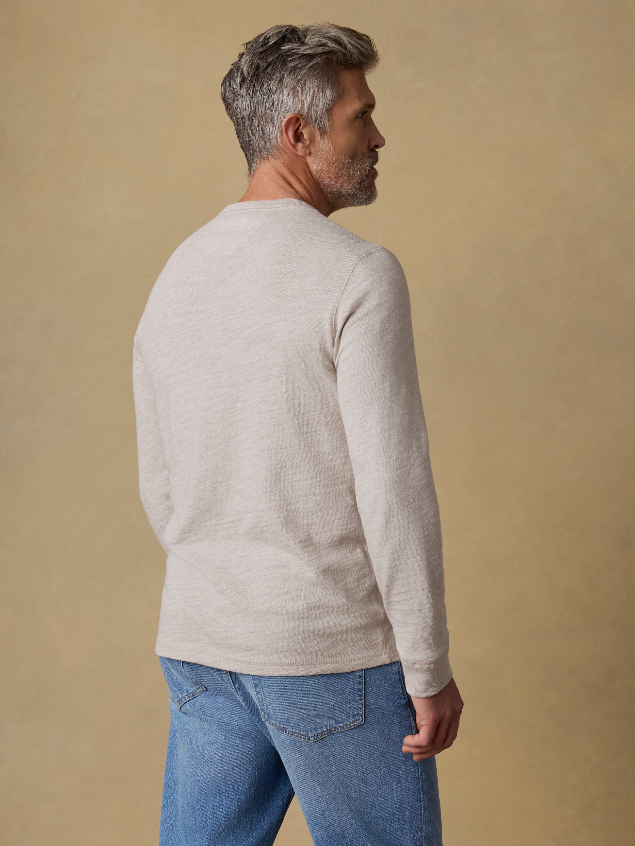 Sunwashed Organic Henley - Oat Plains Heather | Faherty Brand