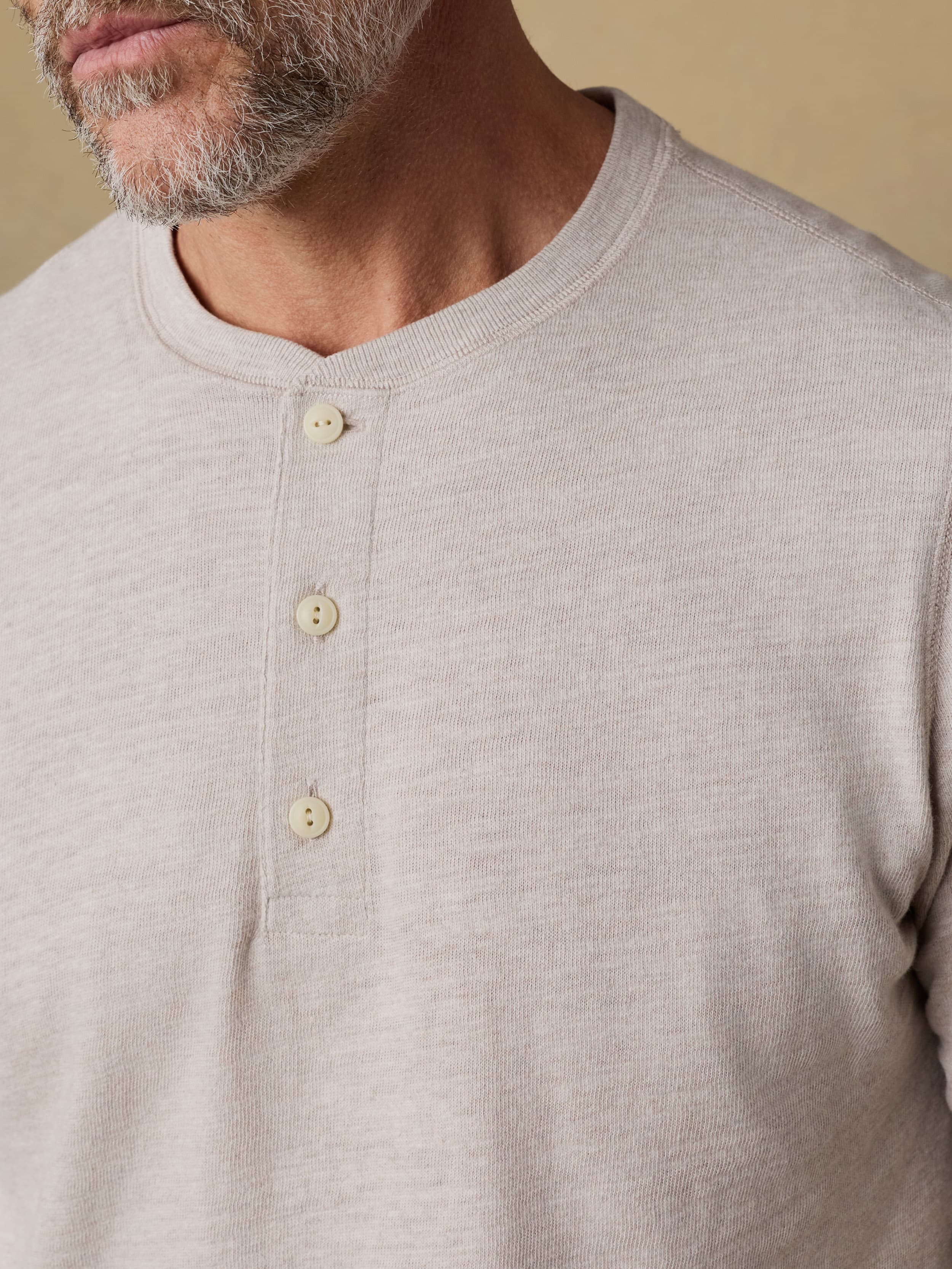 Sunwashed Organic Henley - Oat Plains Heather | Faherty Brand
