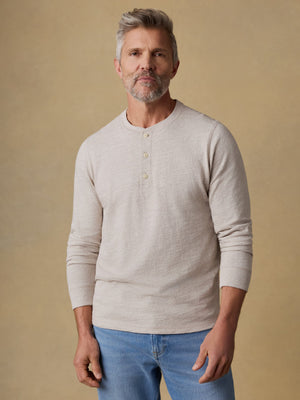Sunwashed Organic Henley - Oat Plains Heather