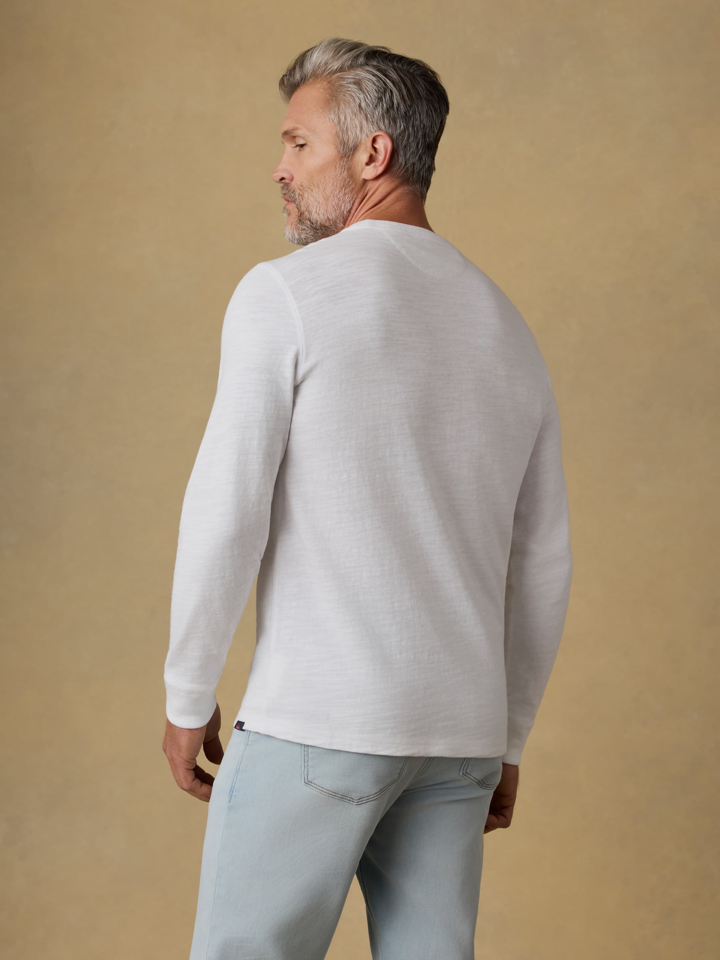 Sunwashed Organic Henley - White | Faherty Brand