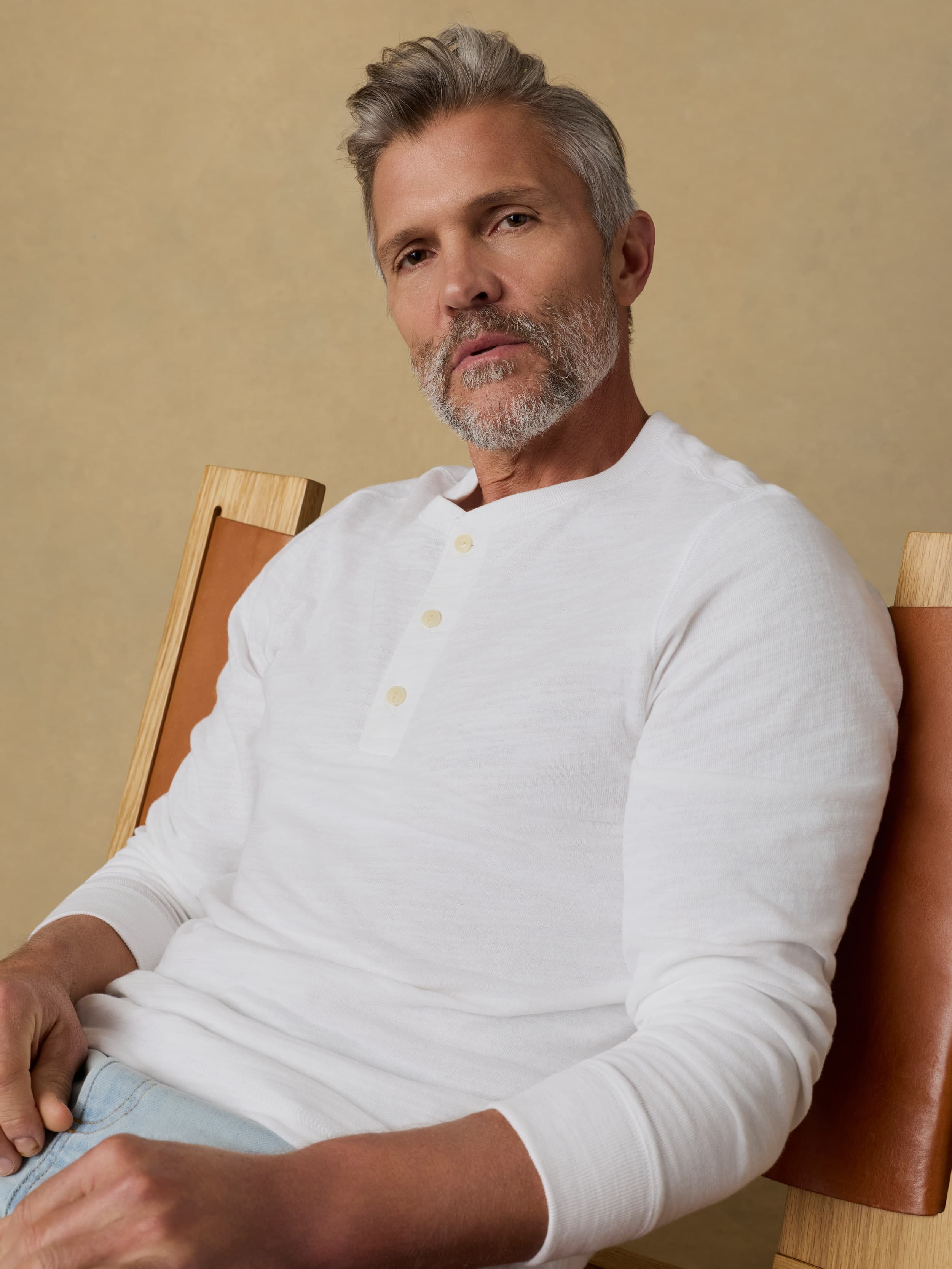 Sunwashed Organic Henley - White | Faherty Brand
