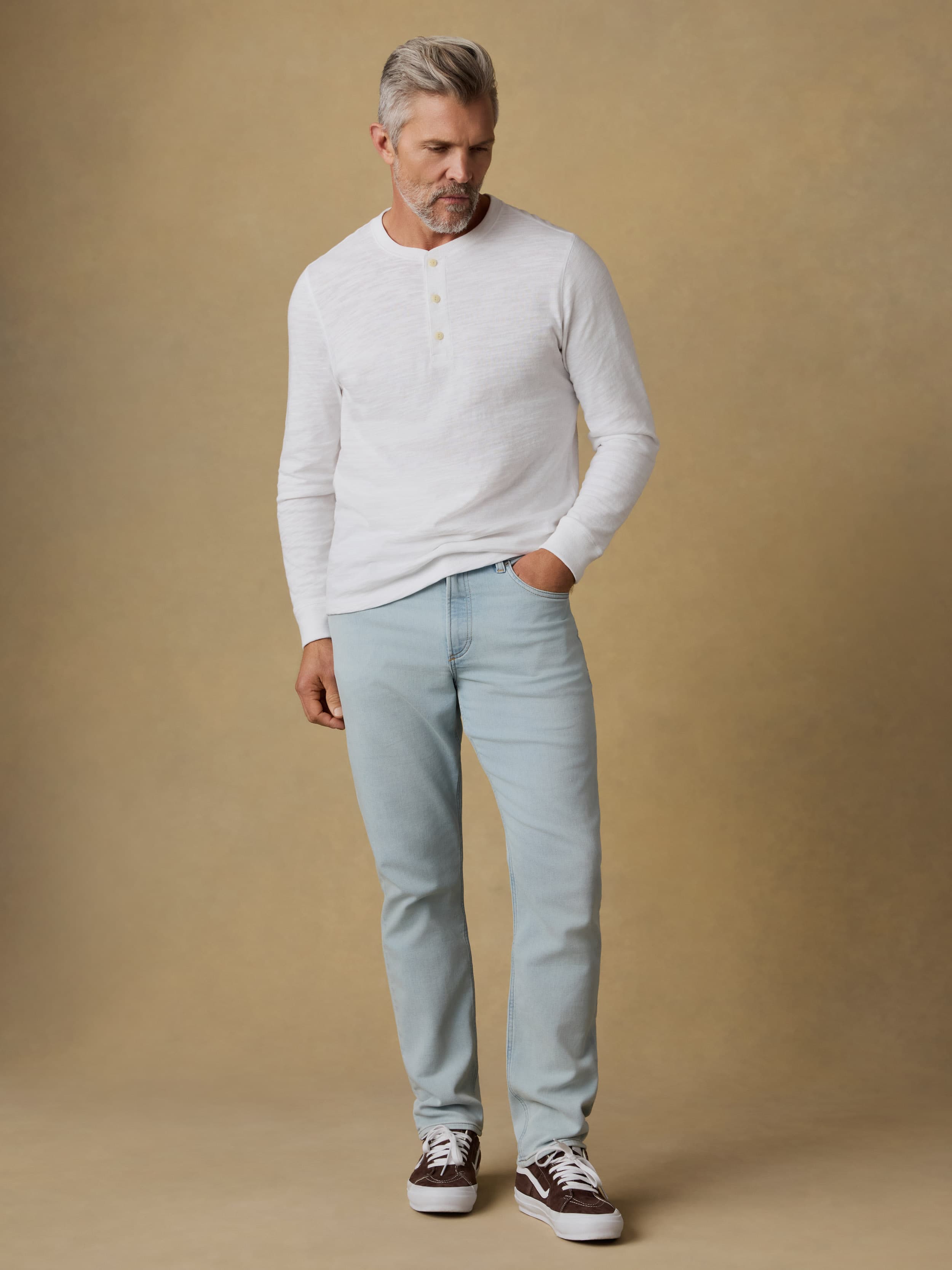 Sunwashed Organic Henley - White | Faherty Brand