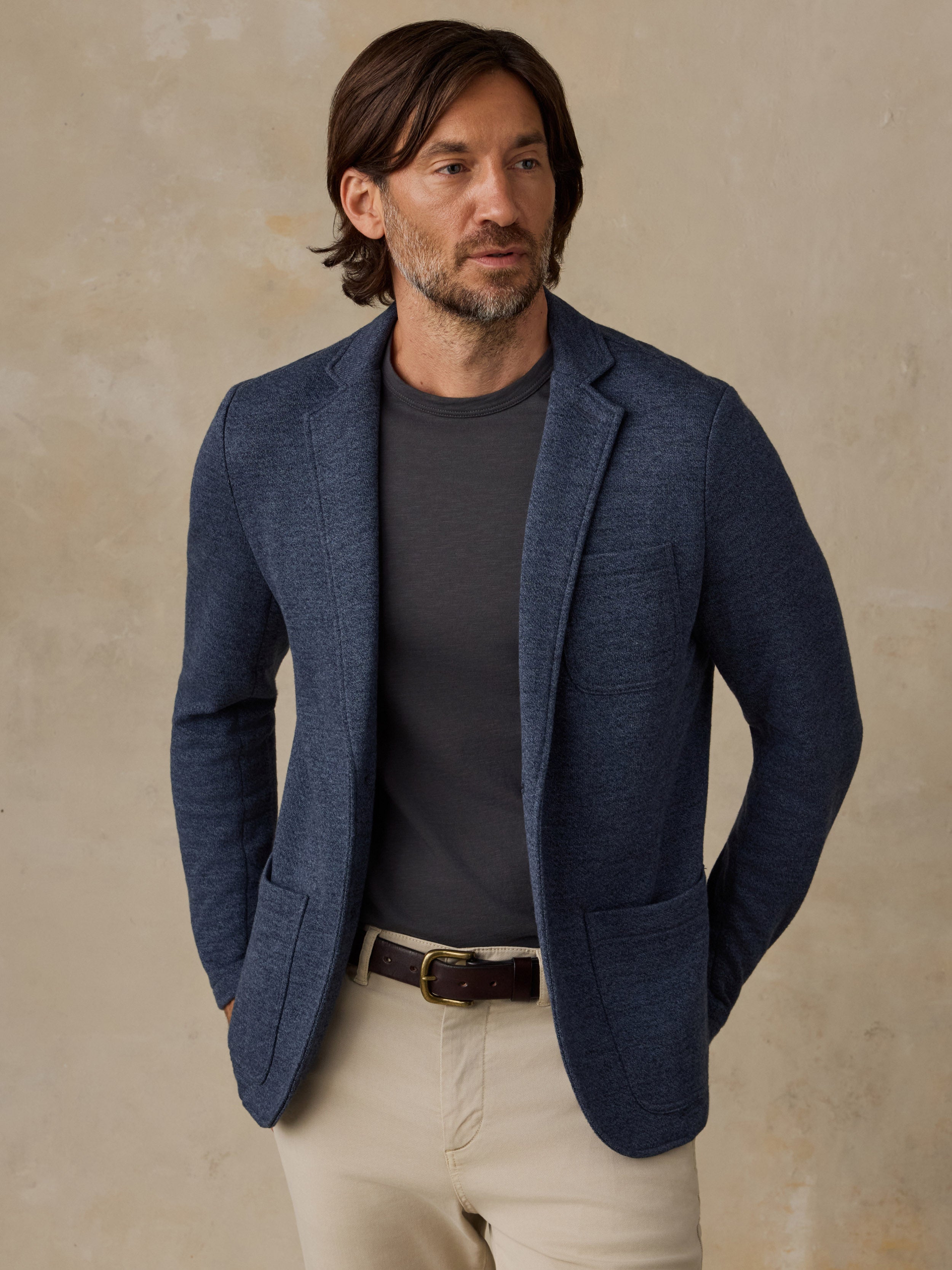 Inlet Knit Blazer - Deep Navy Melange | Faherty Brand