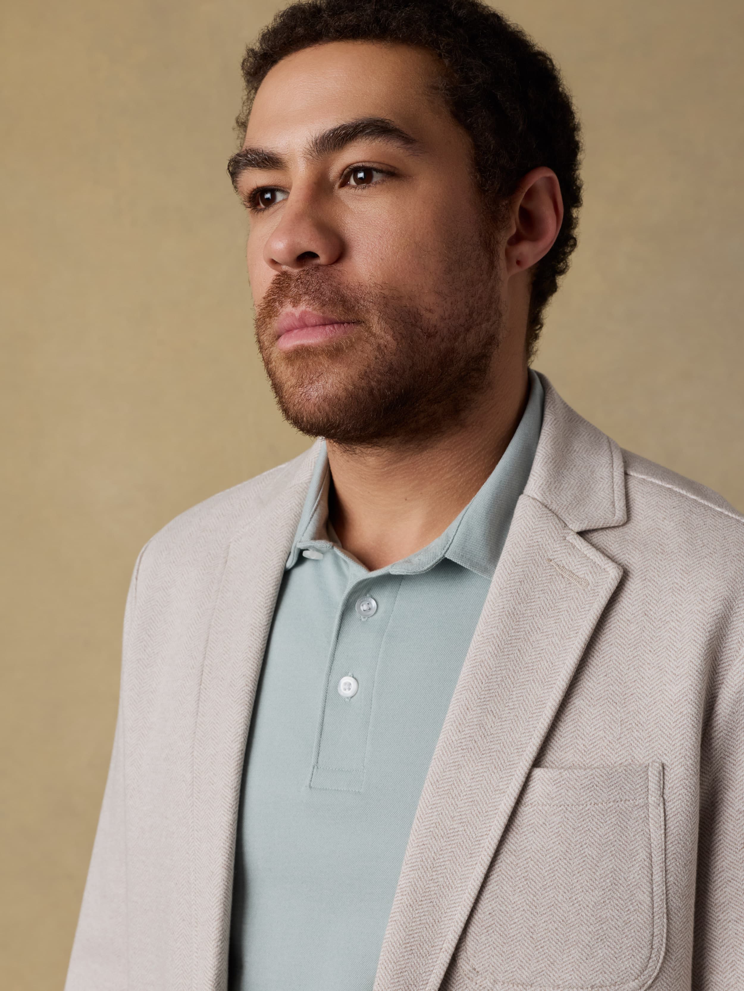 Inlet Knit Tweed Blazer - Khaki Stone Herringbone | Faherty Brand