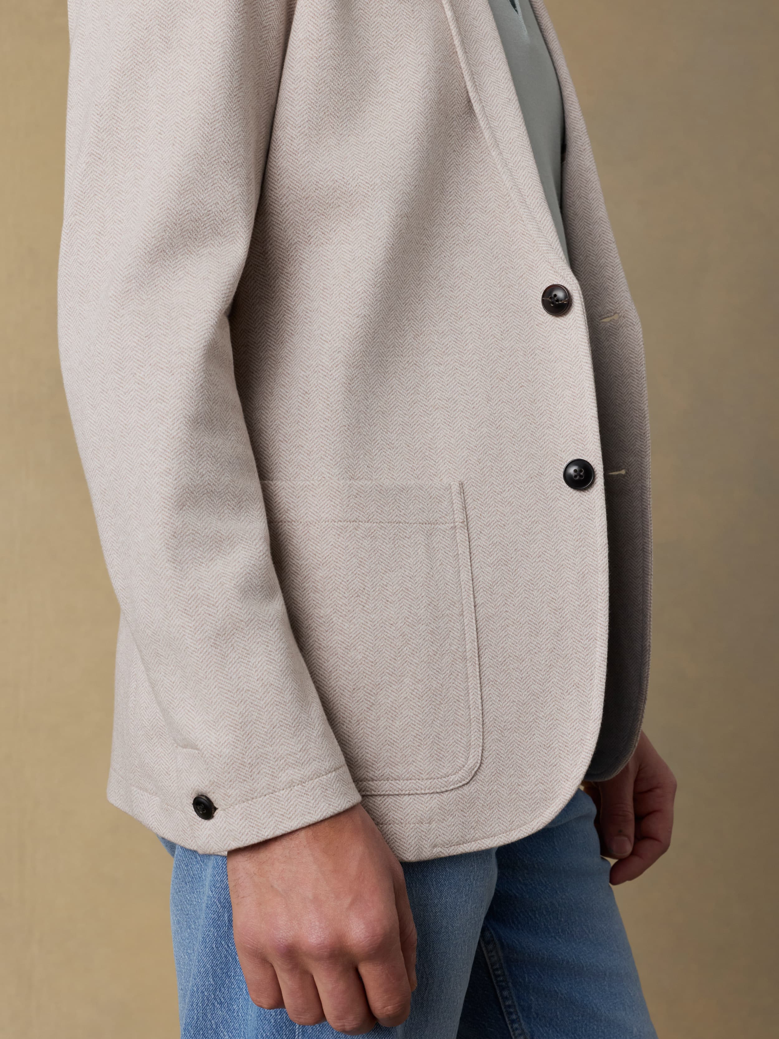 Inlet Knit Tweed Blazer - Khaki Stone Herringbone | Faherty Brand