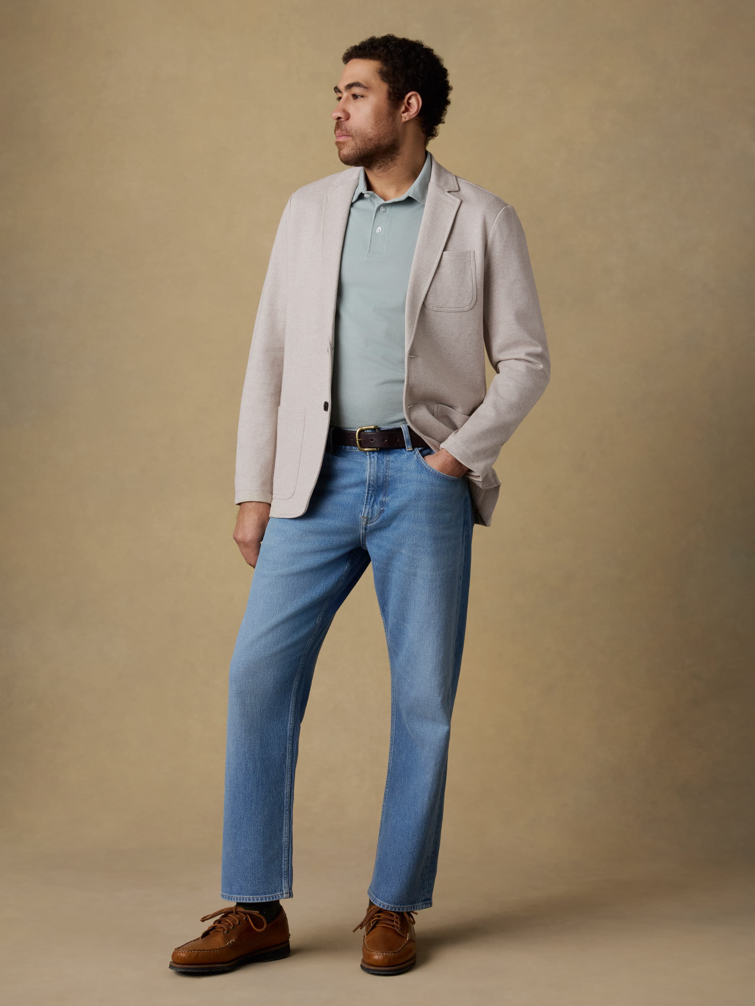 Inlet Knit Tweed Blazer - Khaki Stone Herringbone | Faherty Brand
