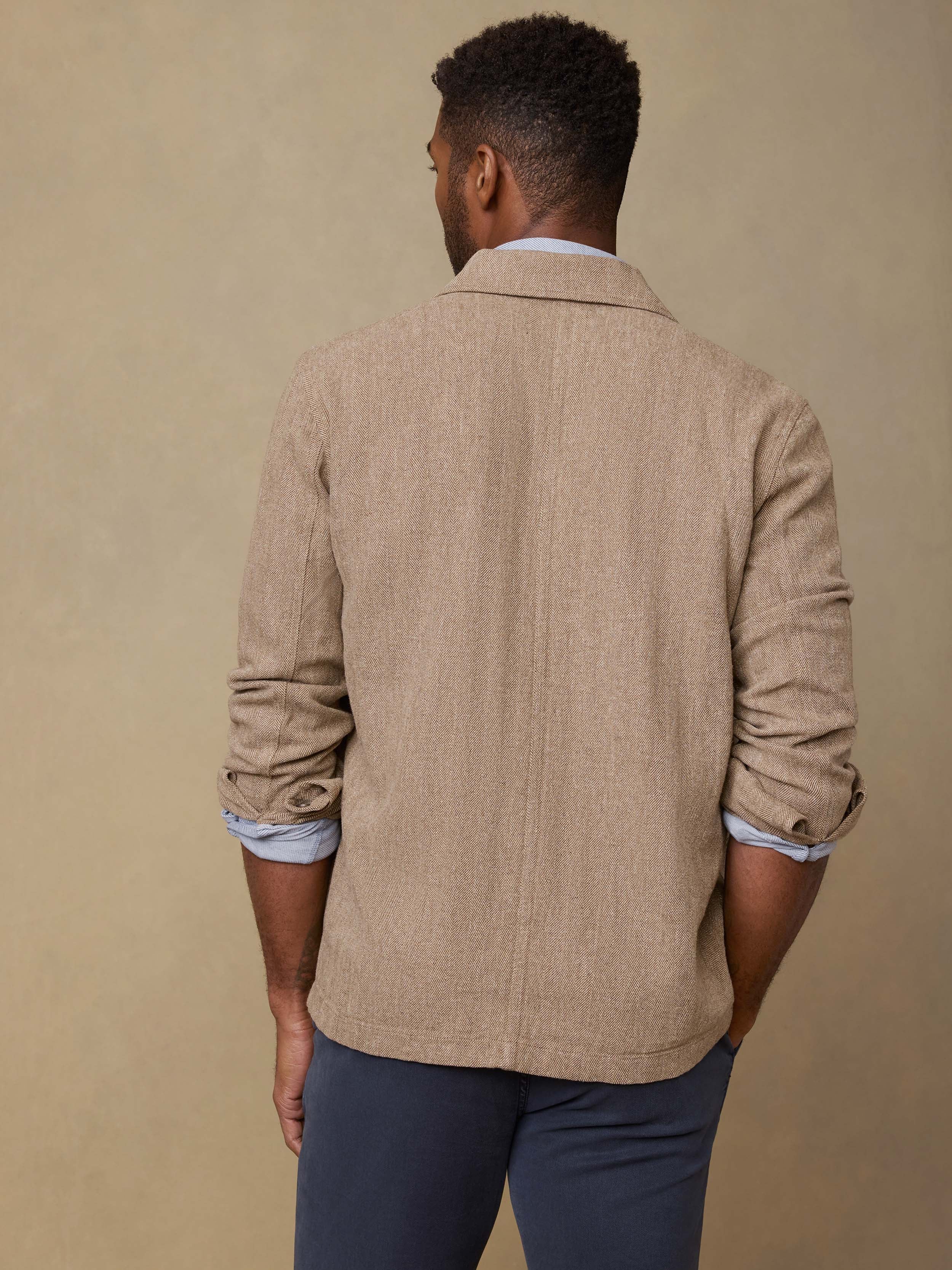 Herringbone Studio Jacket - Khaki Herringbone | Faherty Brand