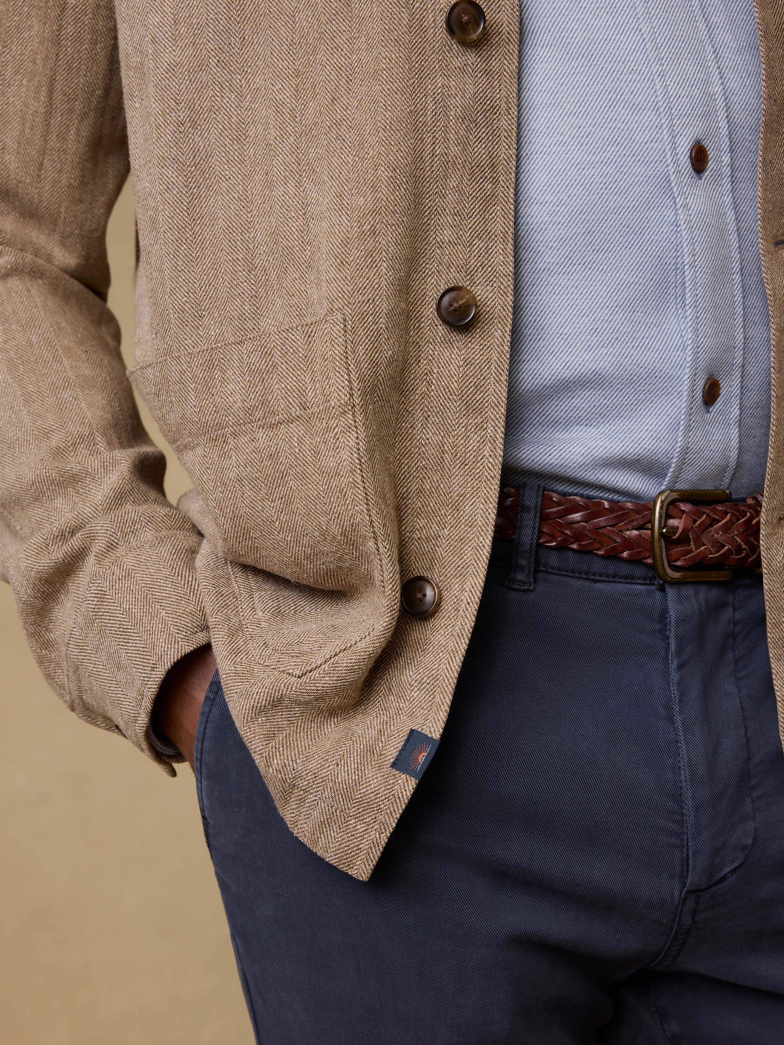 Herringbone Studio Jacket - Khaki Herringbone | Faherty Brand