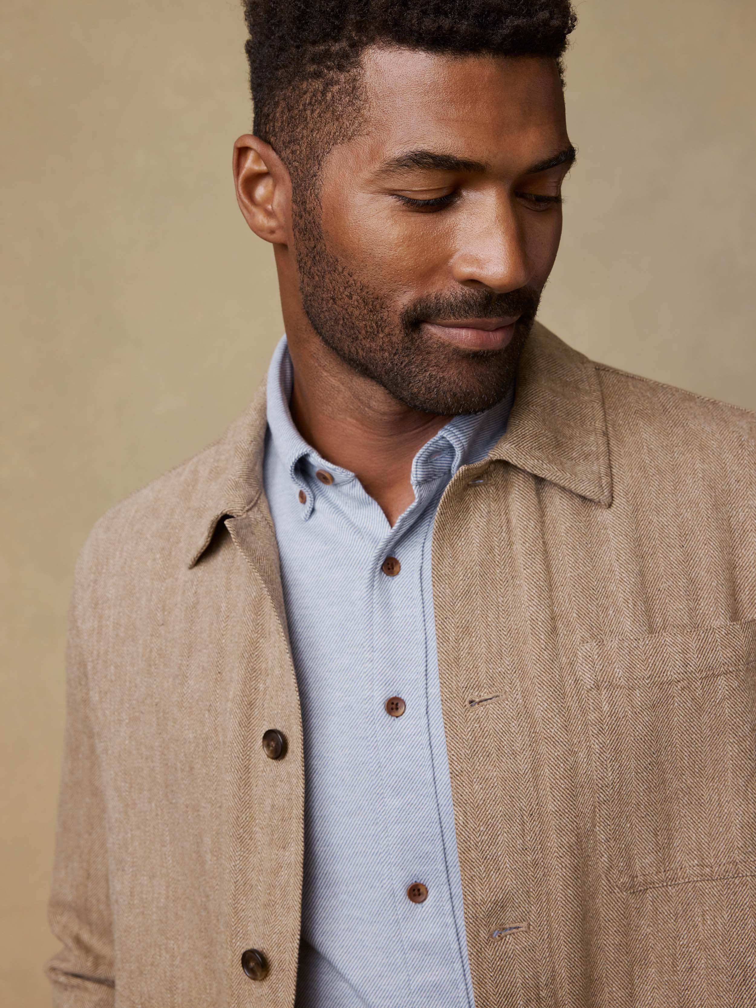 Herringbone Studio Jacket - Khaki Herringbone | Faherty Brand