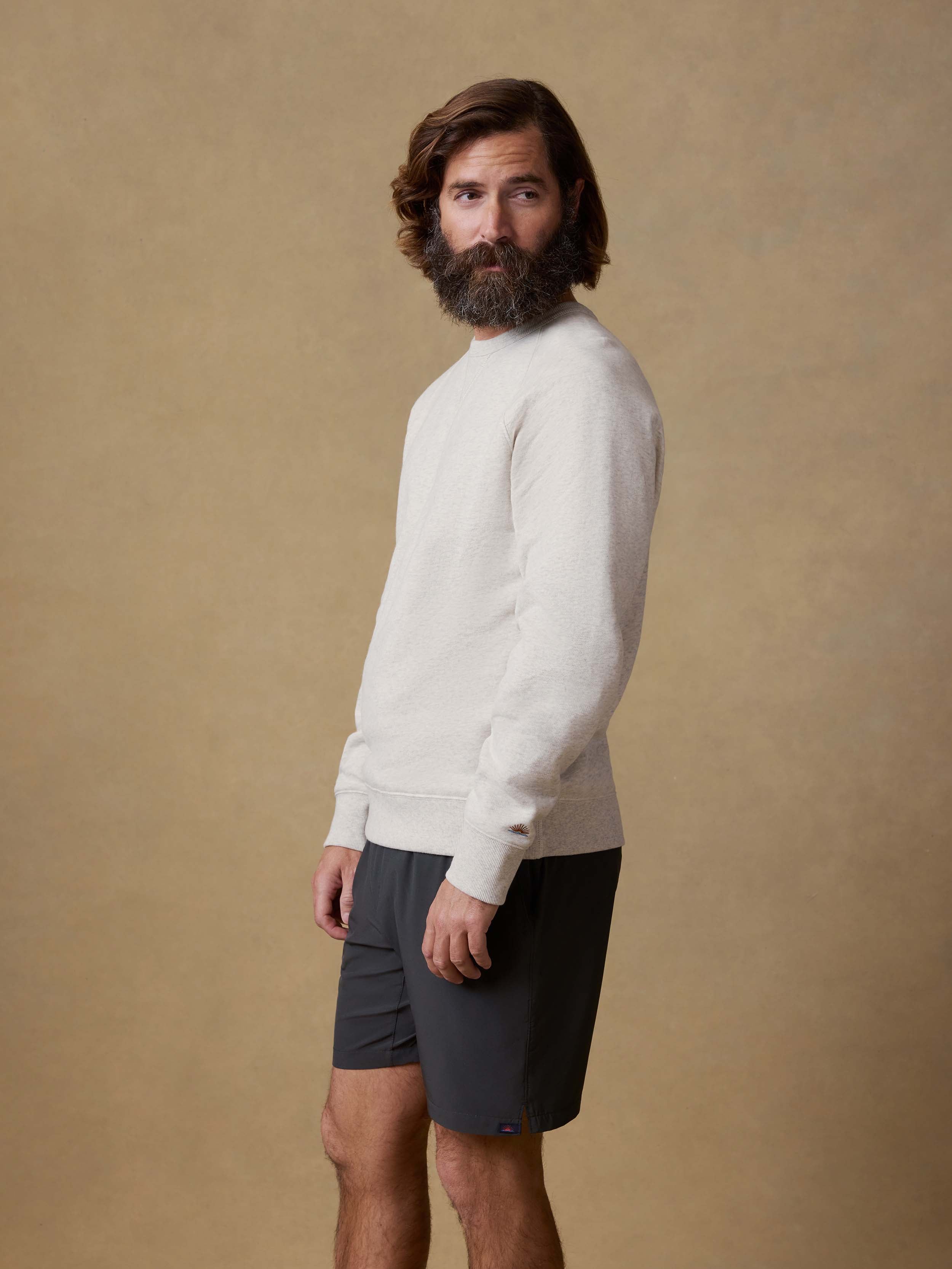 High Standard Fleece Crewneck - Antique Ivory Heather | Faherty Brand