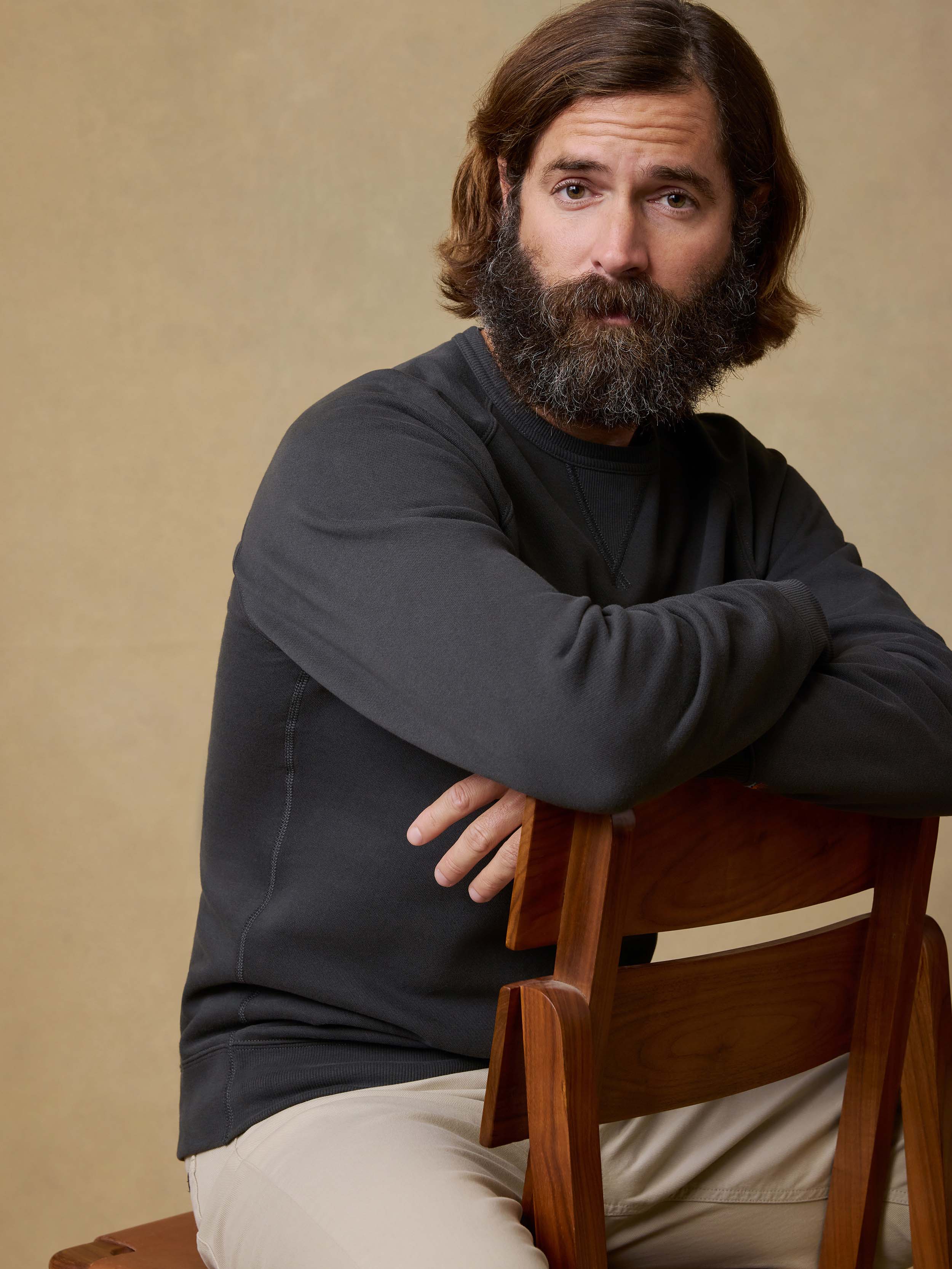 High Standard Fleece Crewneck - Mountain Black | Faherty Brand