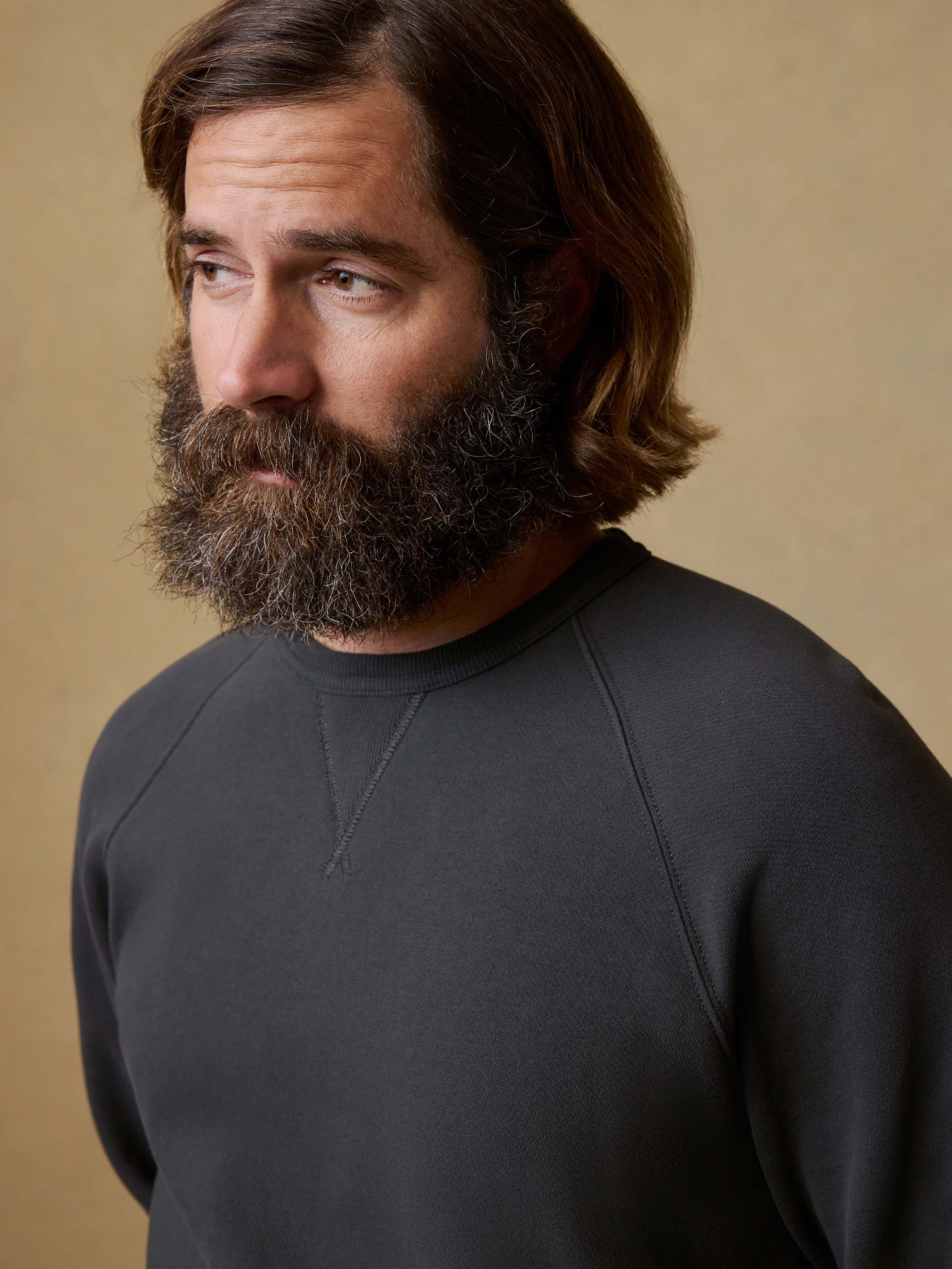High Standard Fleece Crewneck - Mountain Black | Faherty Brand