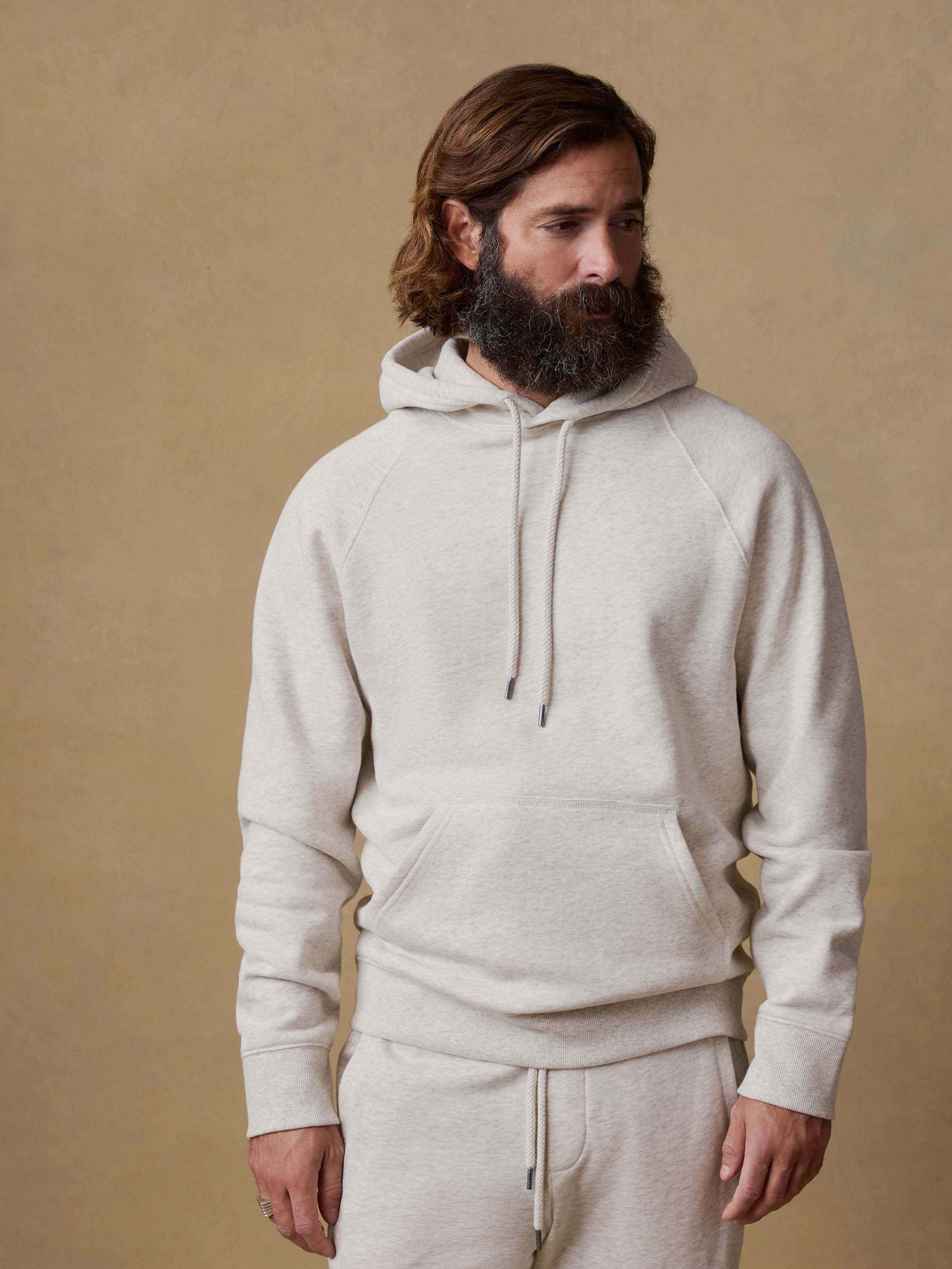 High Standard Fleece Hoodie - Antique Ivory Heather | Faherty Brand
