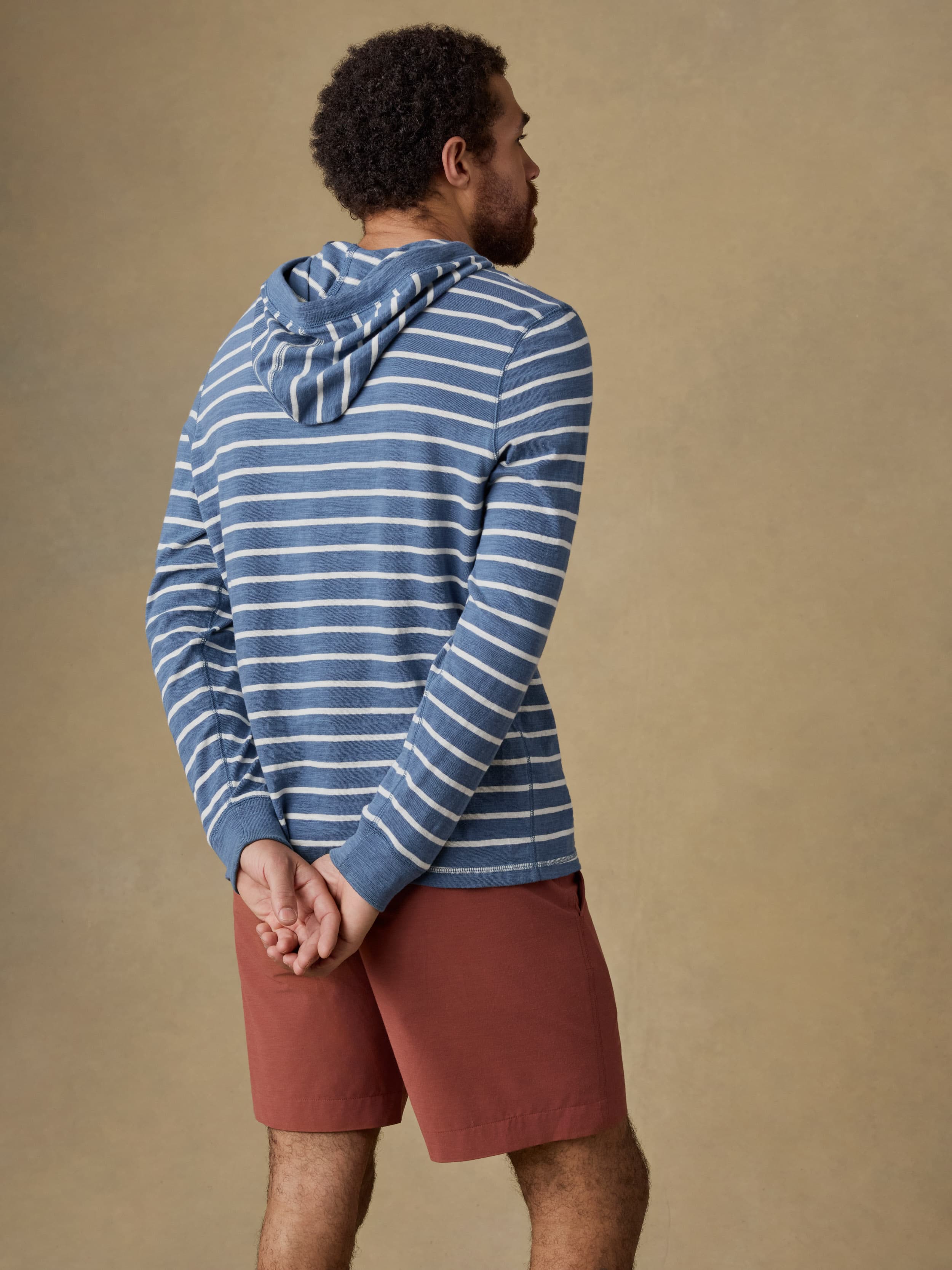 Sunwashed Organic Hoodie - Breaker Blue Breton Stripe | Faherty Brand