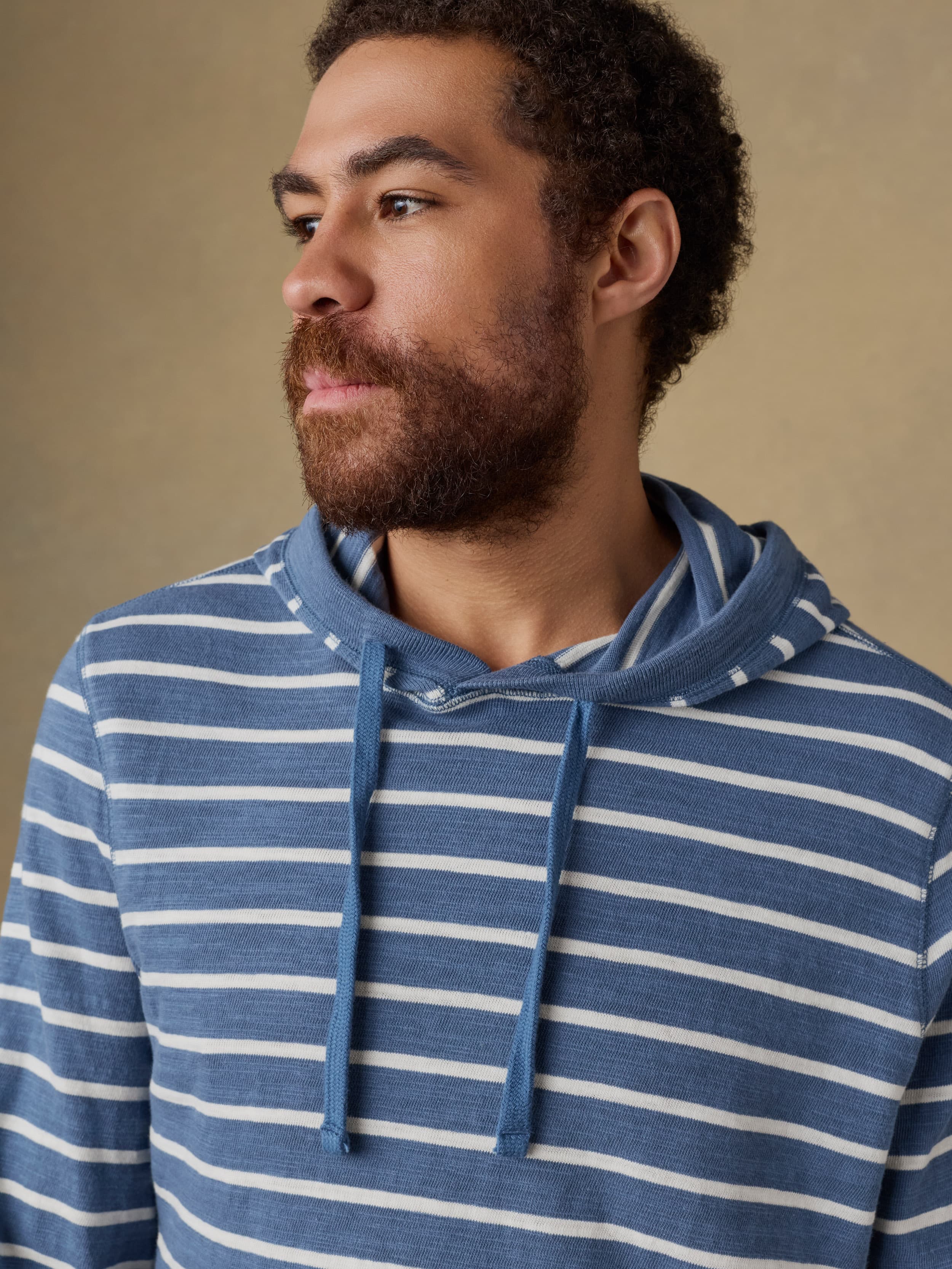 Sunwashed Organic Hoodie - Breaker Blue Breton Stripe | Faherty Brand