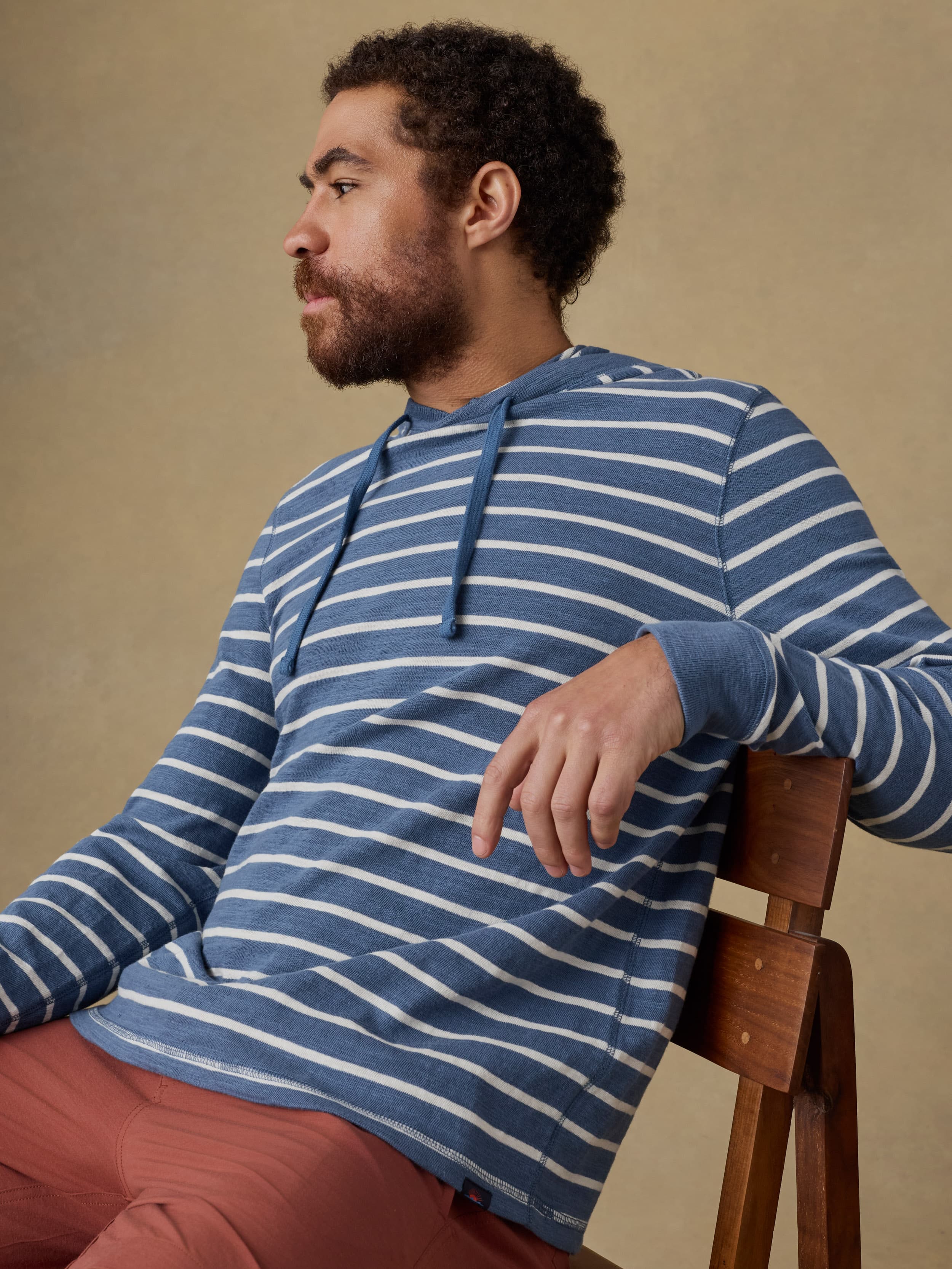 Sunwashed Organic Hoodie - Breaker Blue Breton Stripe | Faherty Brand