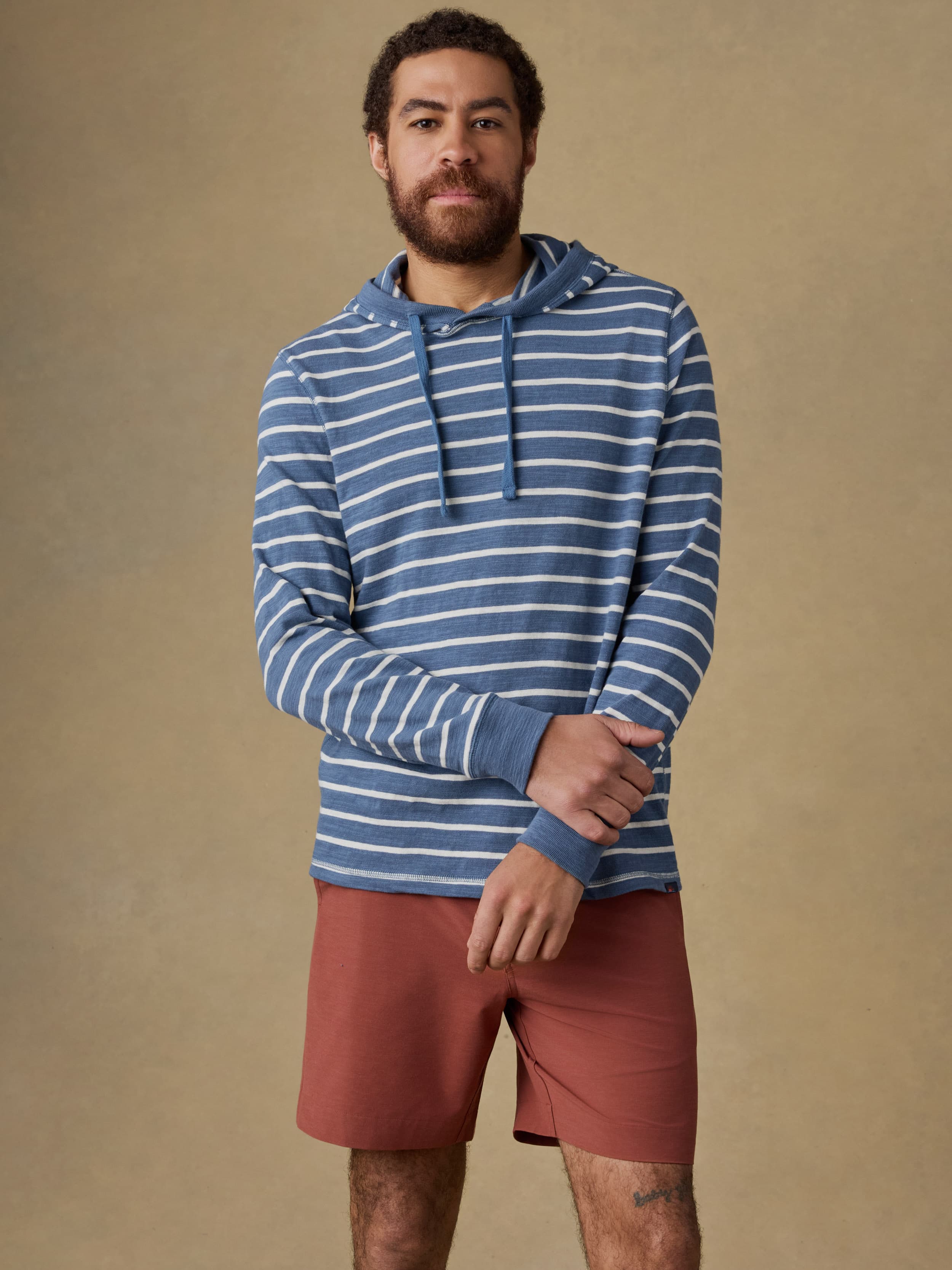Sunwashed Organic Hoodie - Breaker Blue Breton Stripe | Faherty Brand