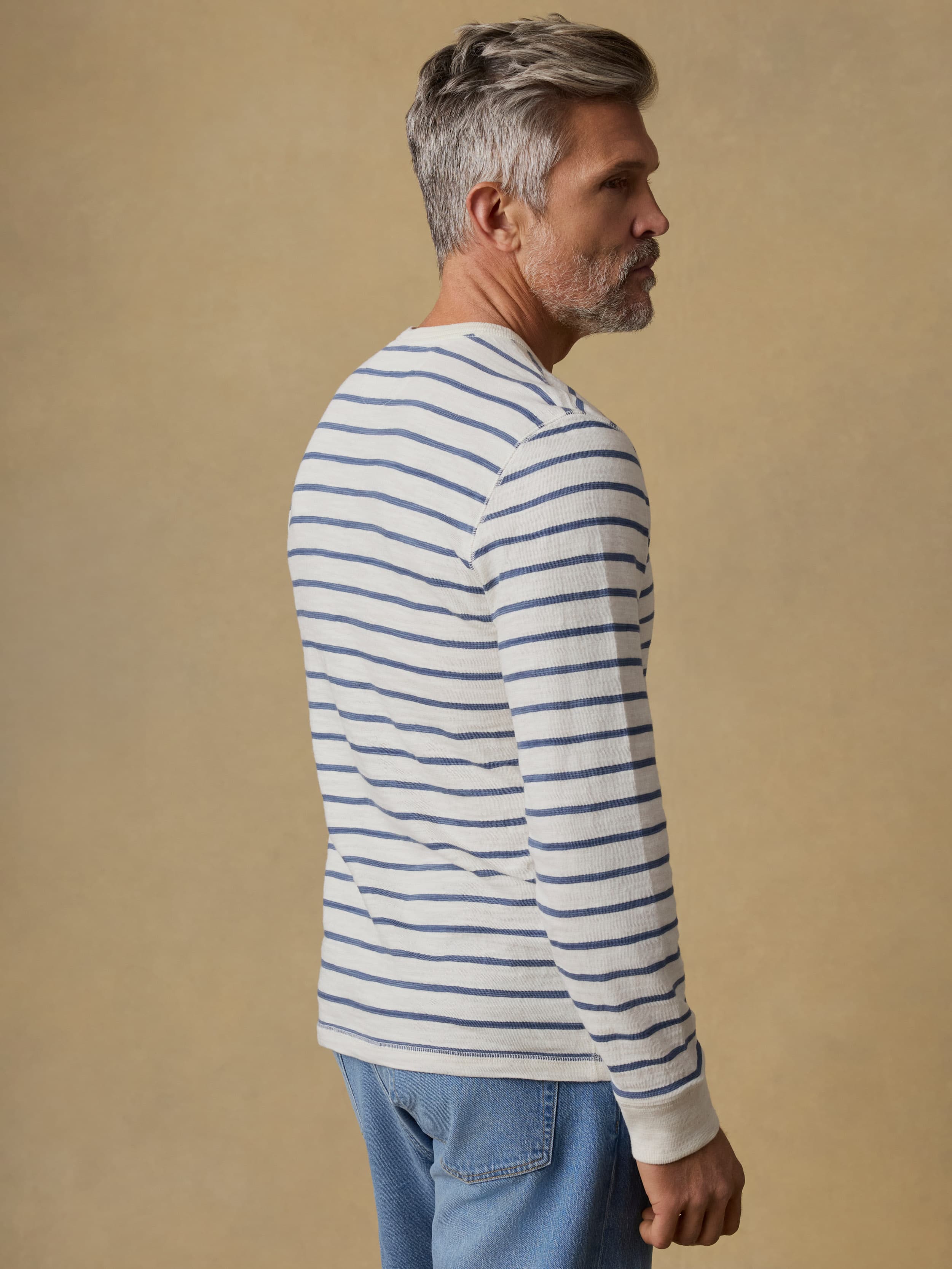 Sunwashed Organic Crew - Ivory Dusk Breton Stripe | Faherty Brand