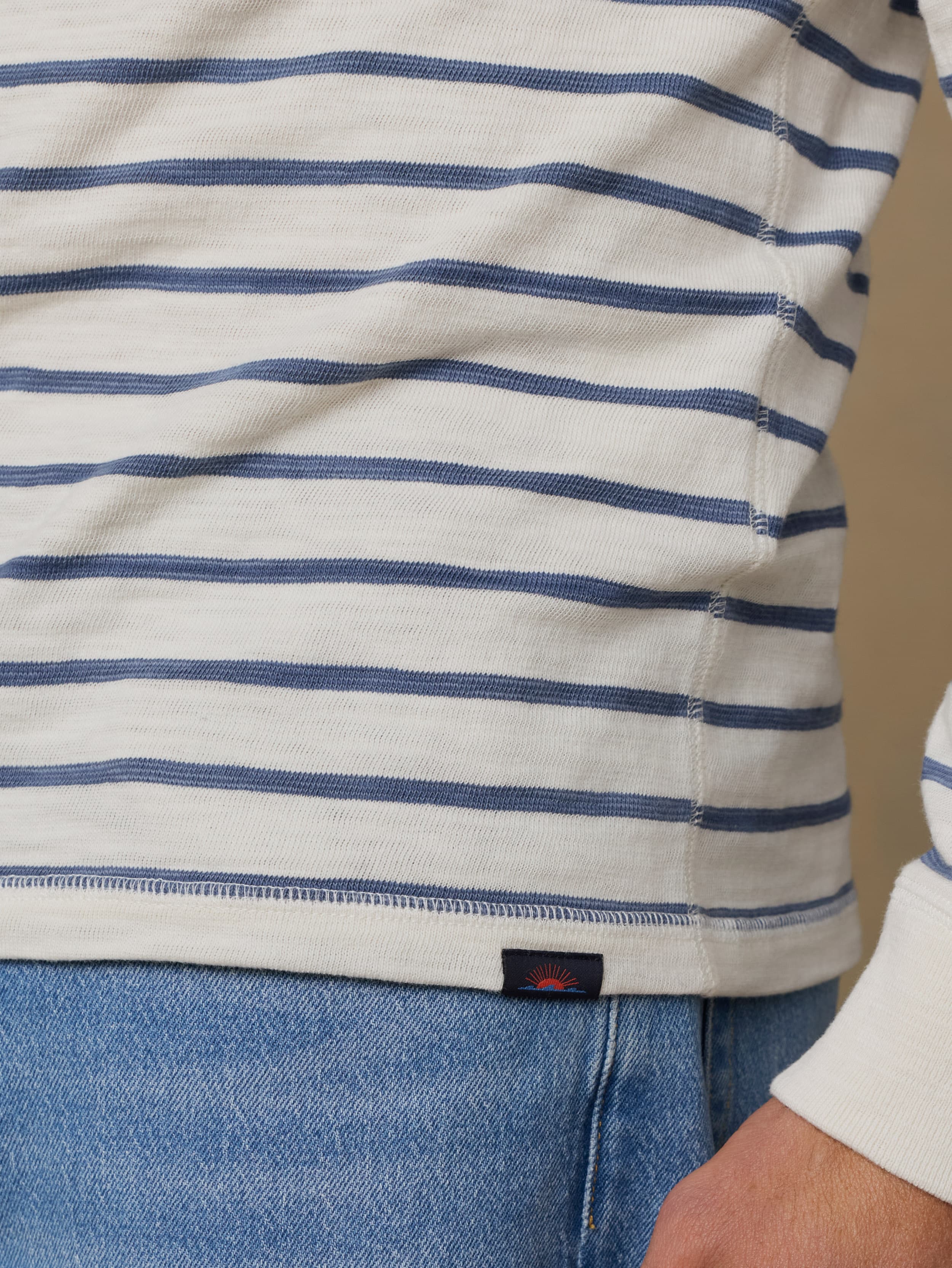 Sunwashed Organic Crew - Ivory Dusk Breton Stripe | Faherty Brand