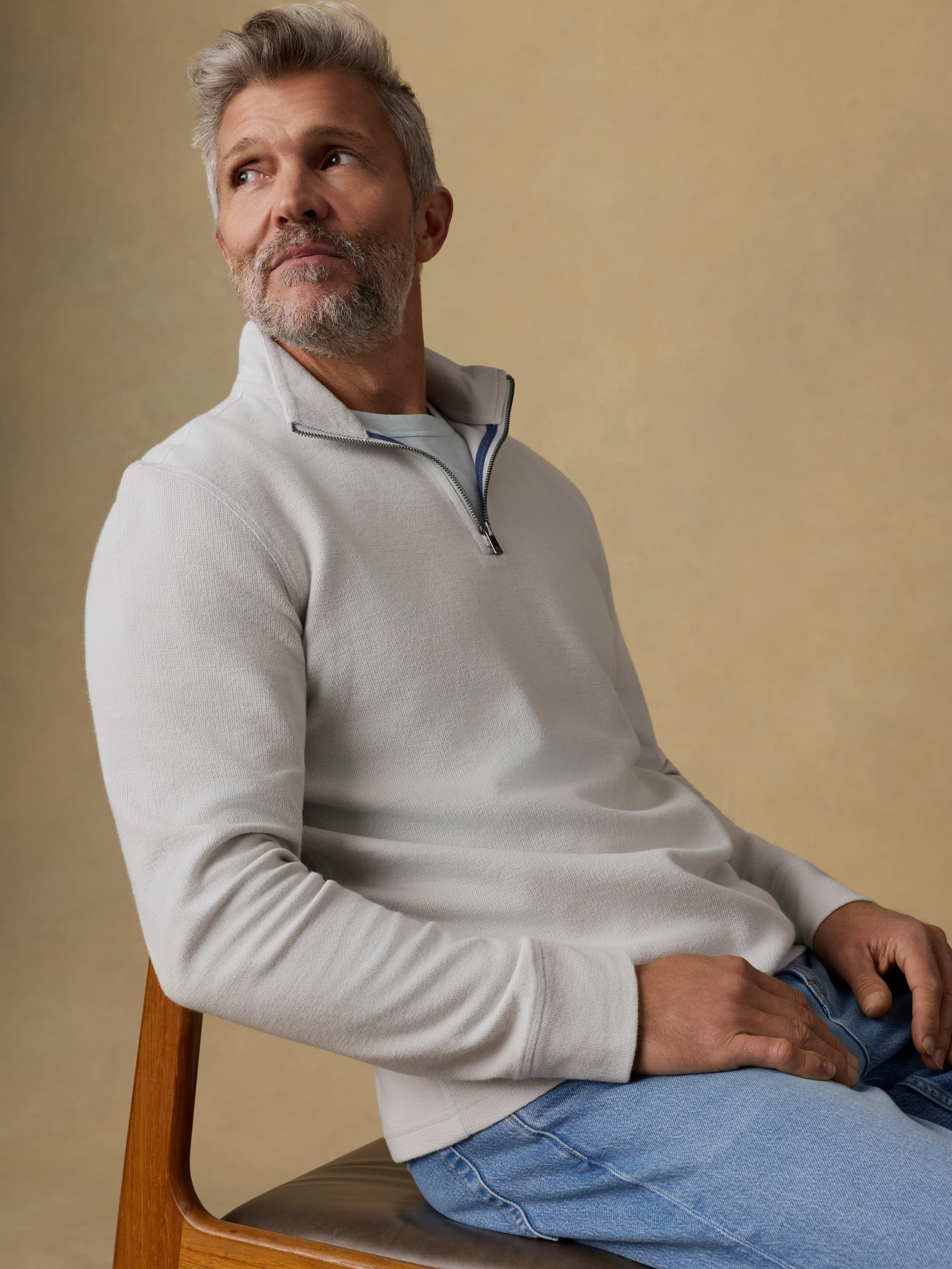 Highland Knit Quarter Zip - Ice Grey | Faherty Brand