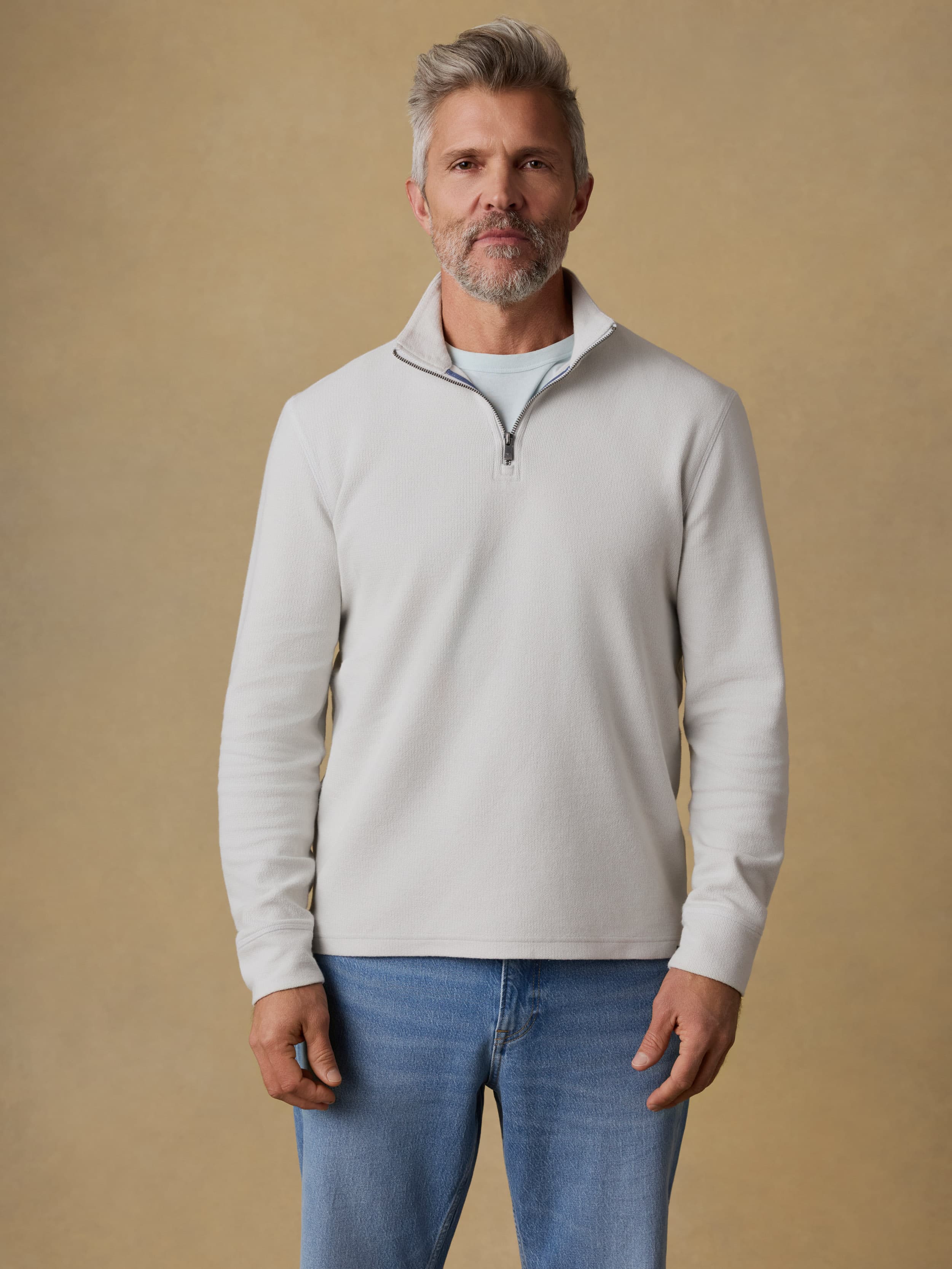 Highland Knit Quarter Zip - Ice Grey | Faherty Brand