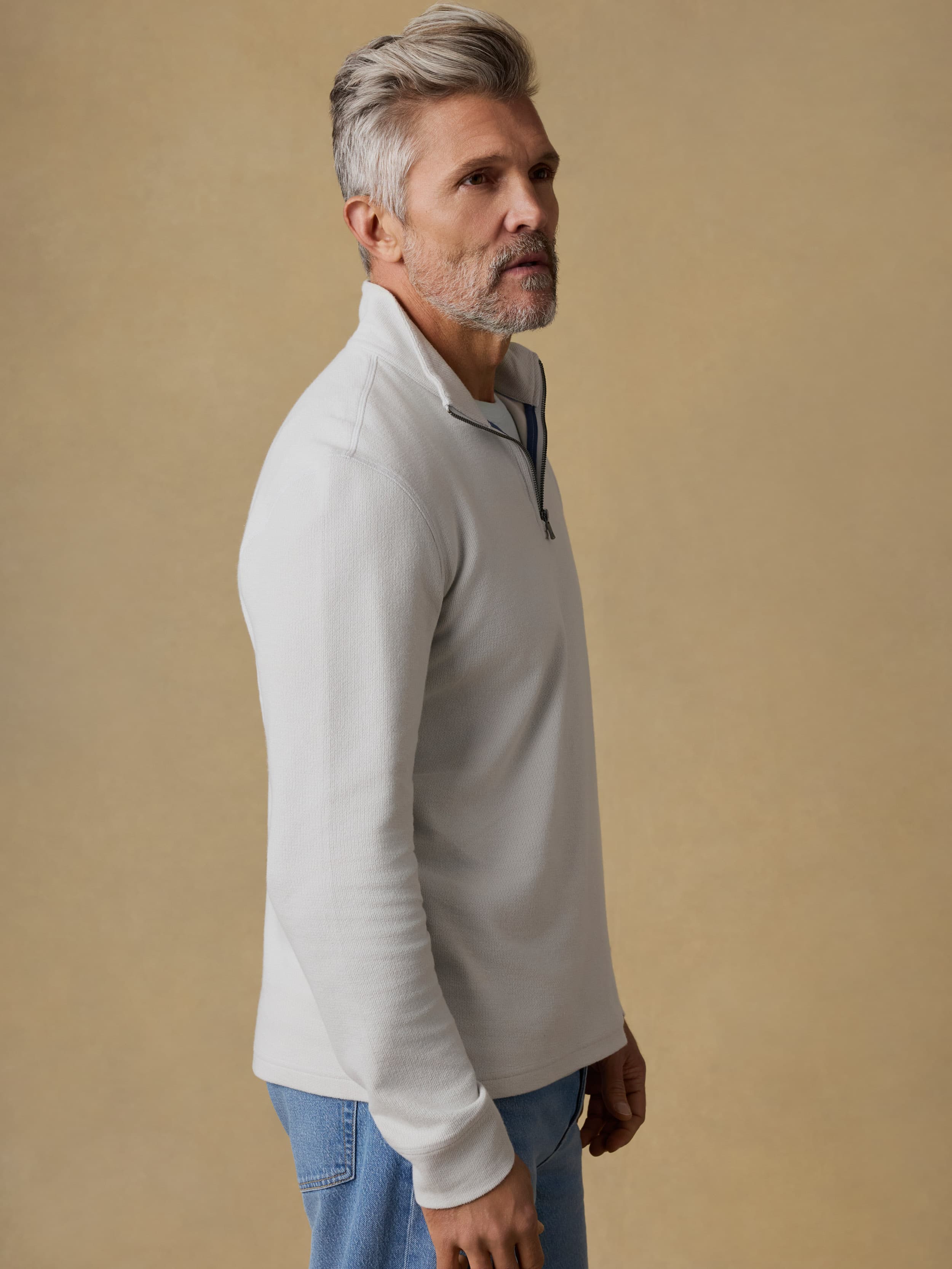 Highland Knit Quarter Zip - Ice Grey | Faherty Brand