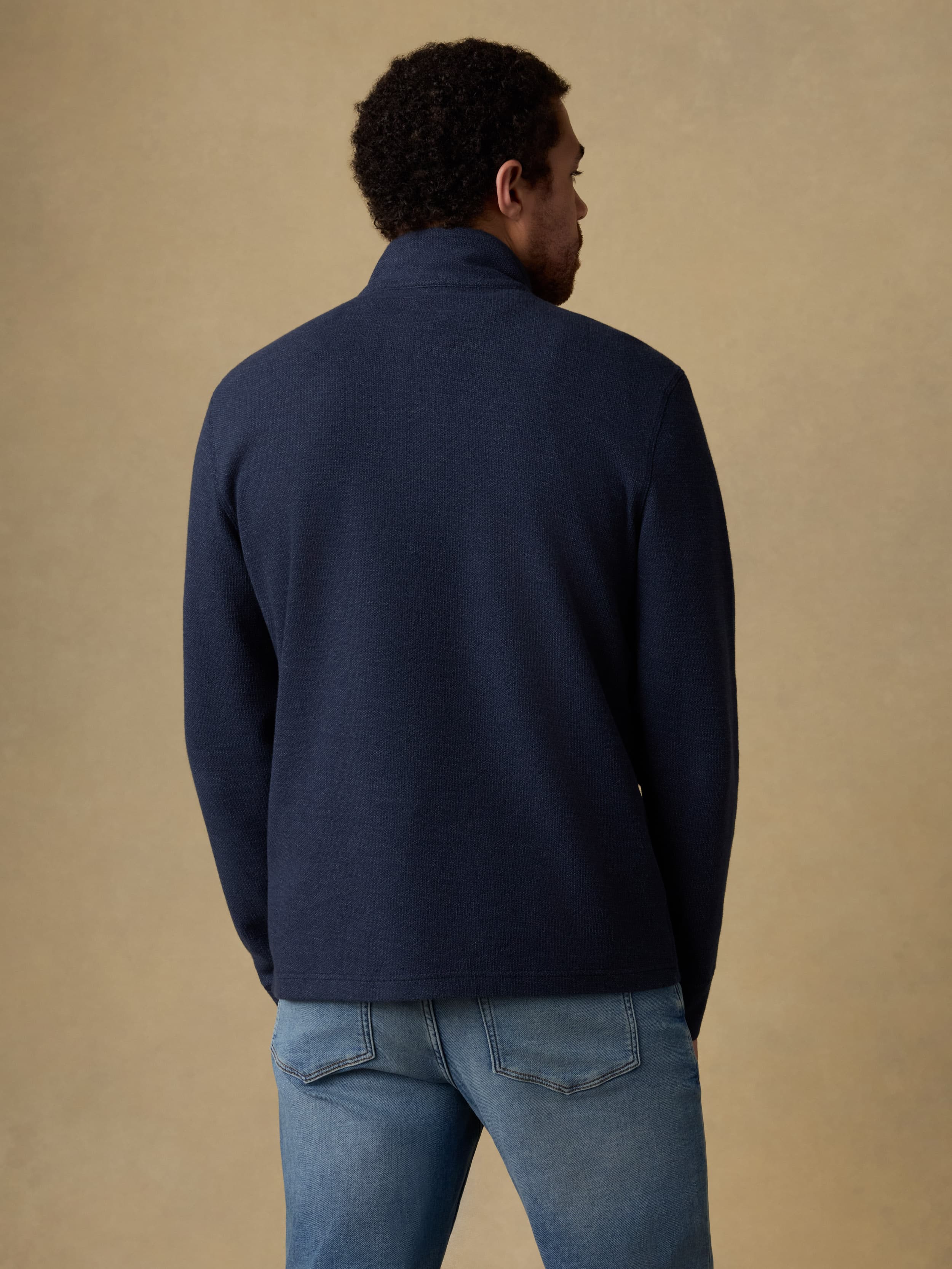 Highland Knit Quarter Zip - Navy Ridge Melange | Faherty Brand