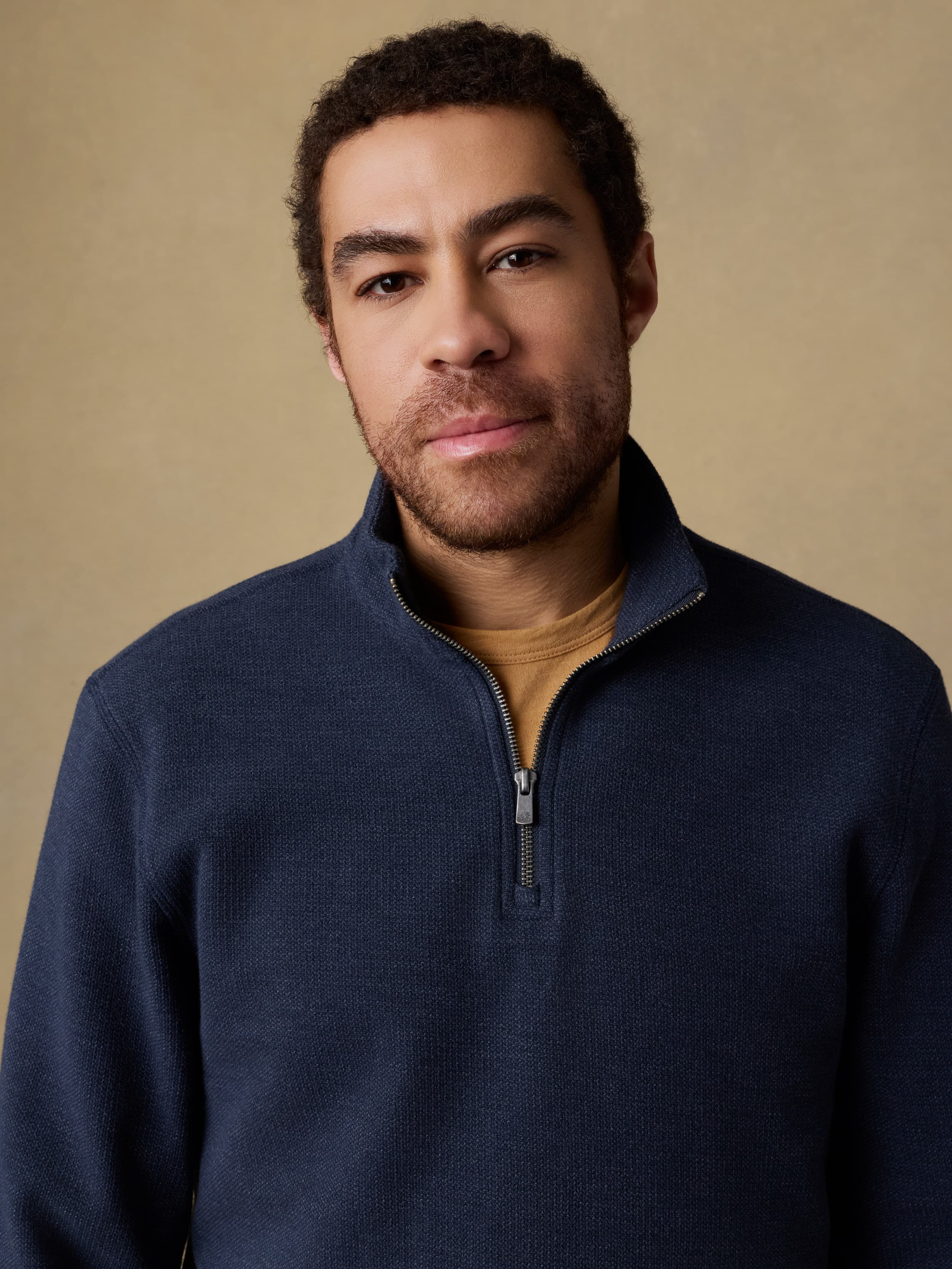Highland Knit Quarter Zip - Navy Ridge Melange | Faherty Brand