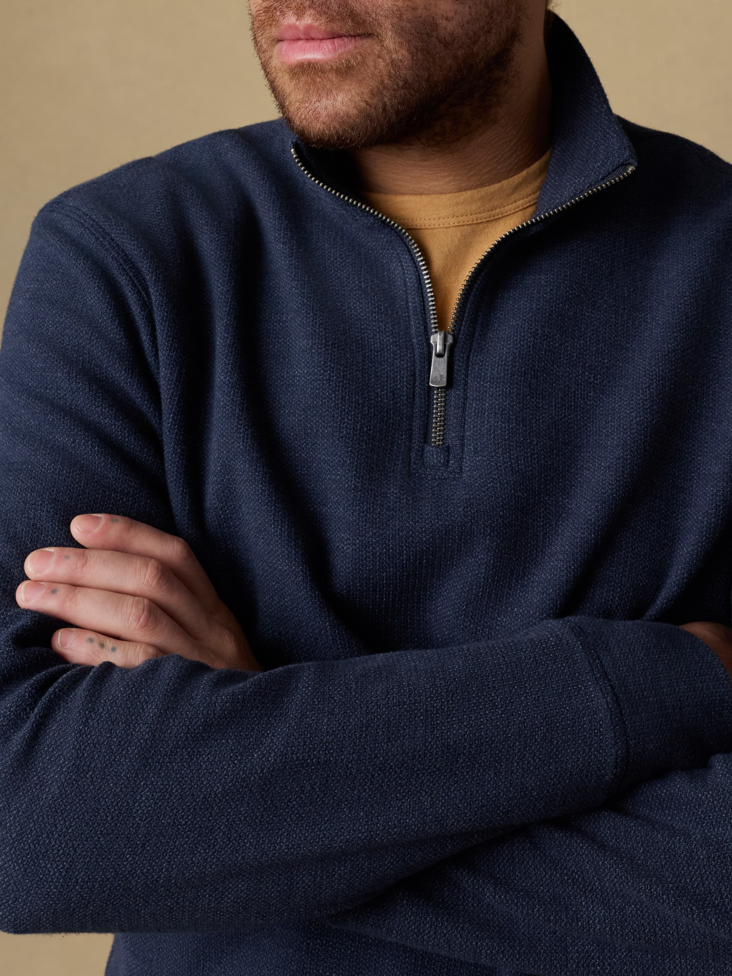 Highland Knit Quarter Zip - Navy Ridge Melange | Faherty Brand