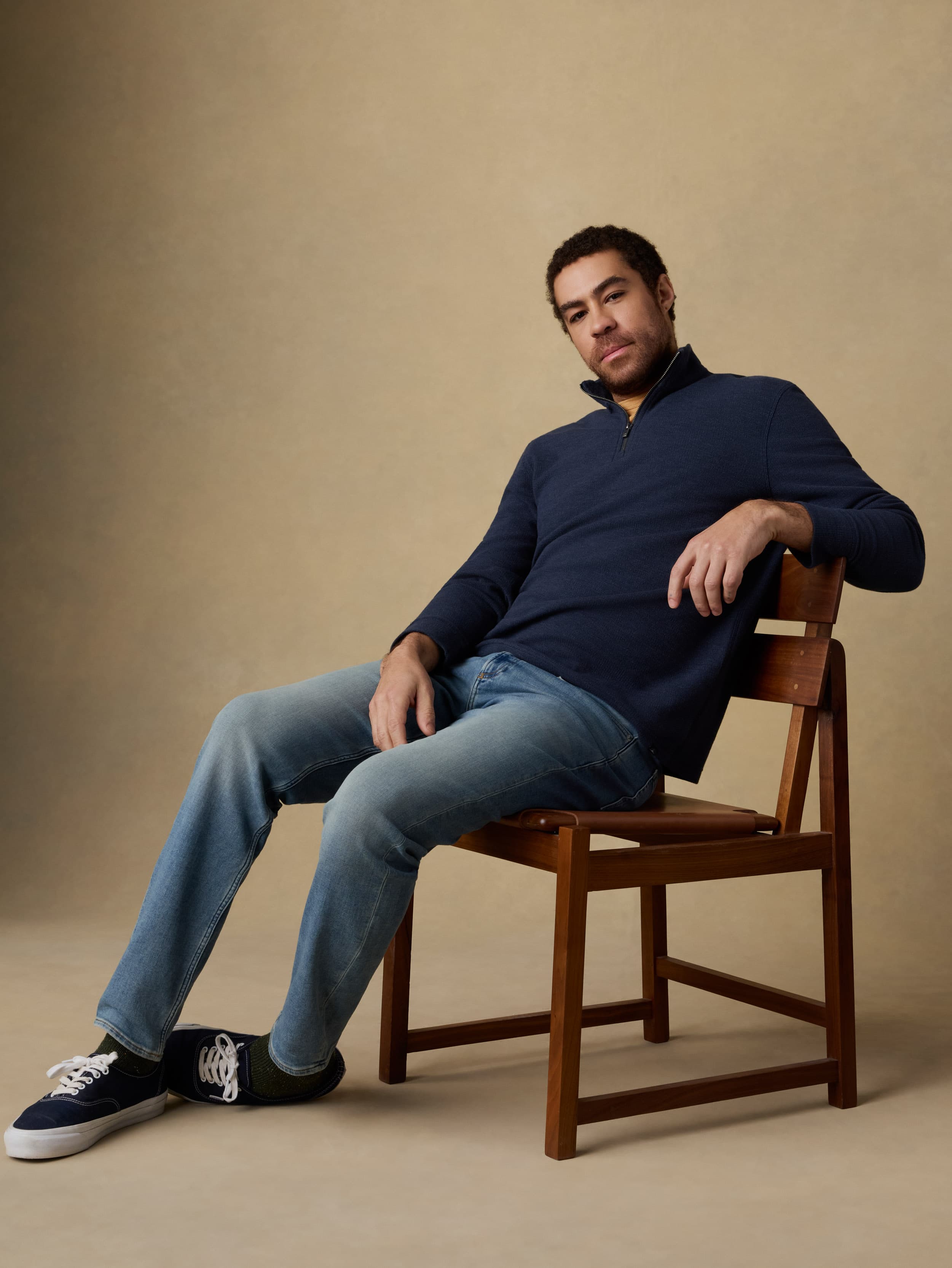 Highland Knit Quarter Zip - Navy Ridge Melange | Faherty Brand