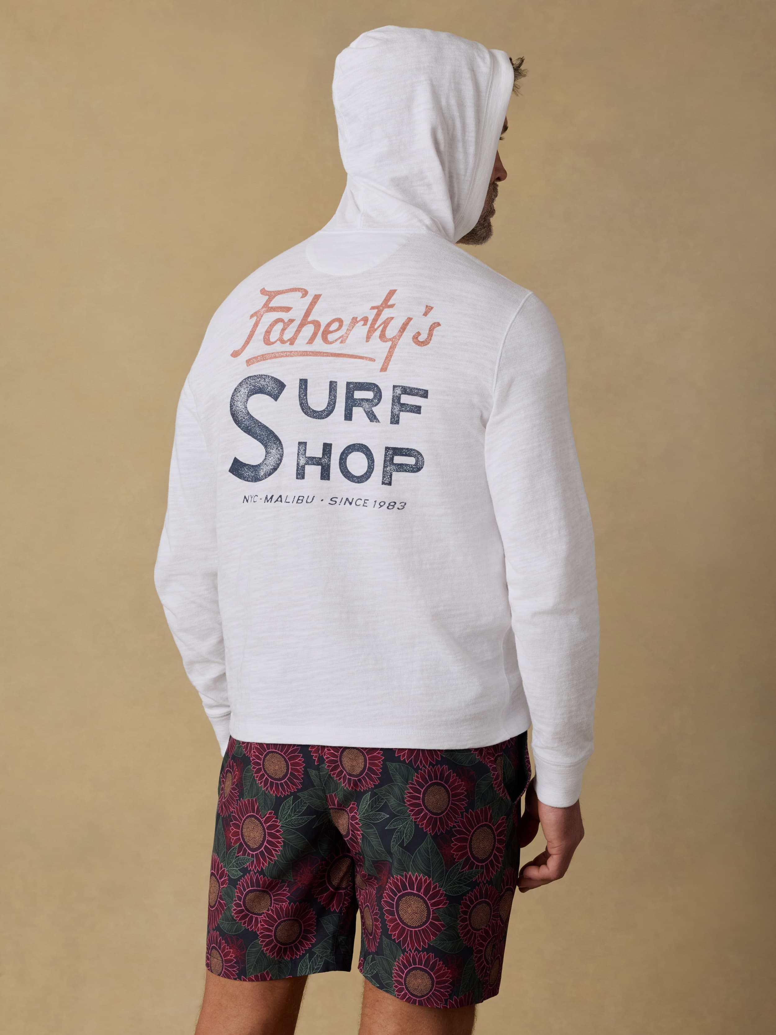 Surf Shop Sunwashed Organic Hoodie - White | Faherty Brand