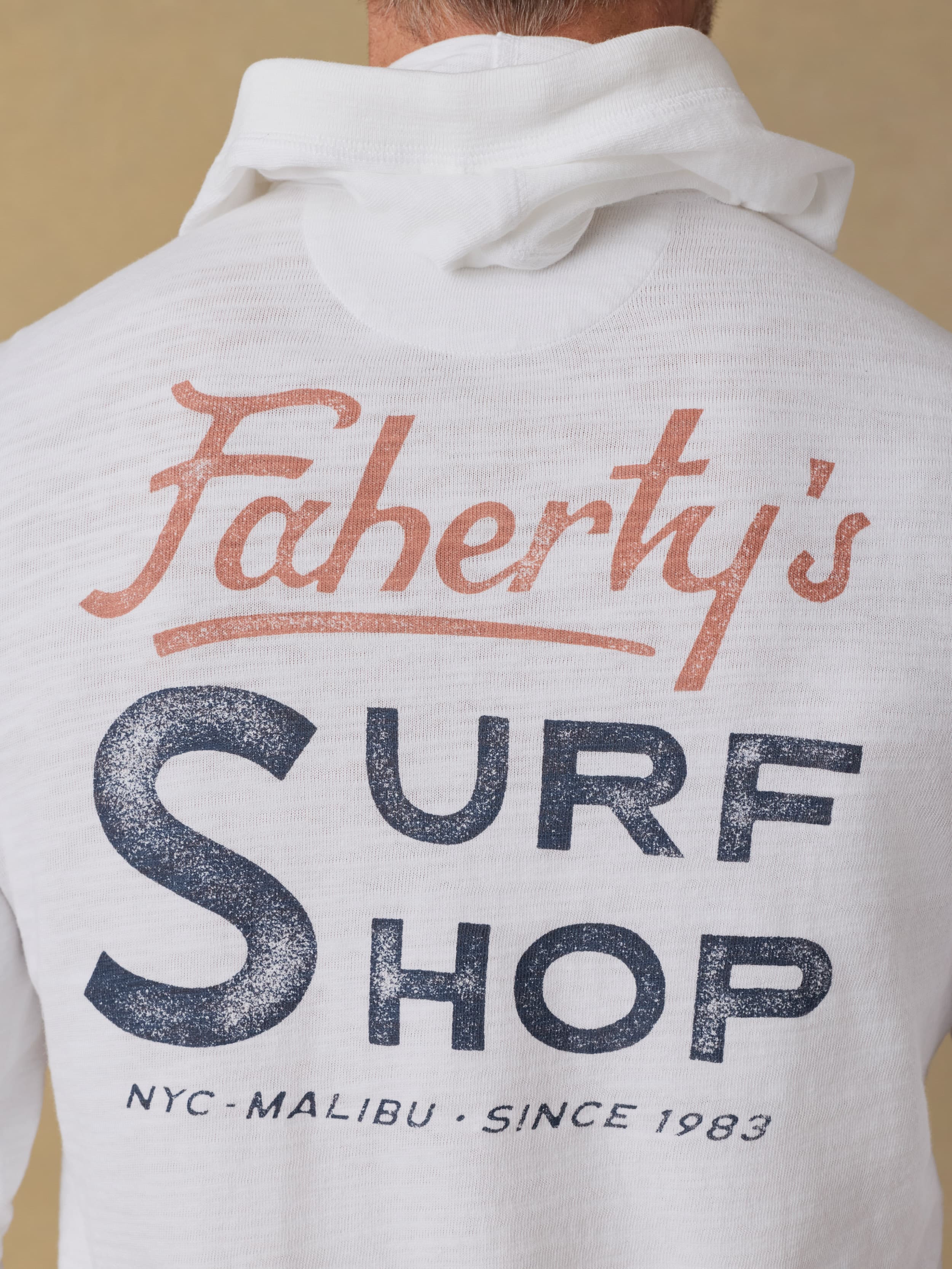 Surf Shop Sunwashed Organic Hoodie - White | Faherty Brand