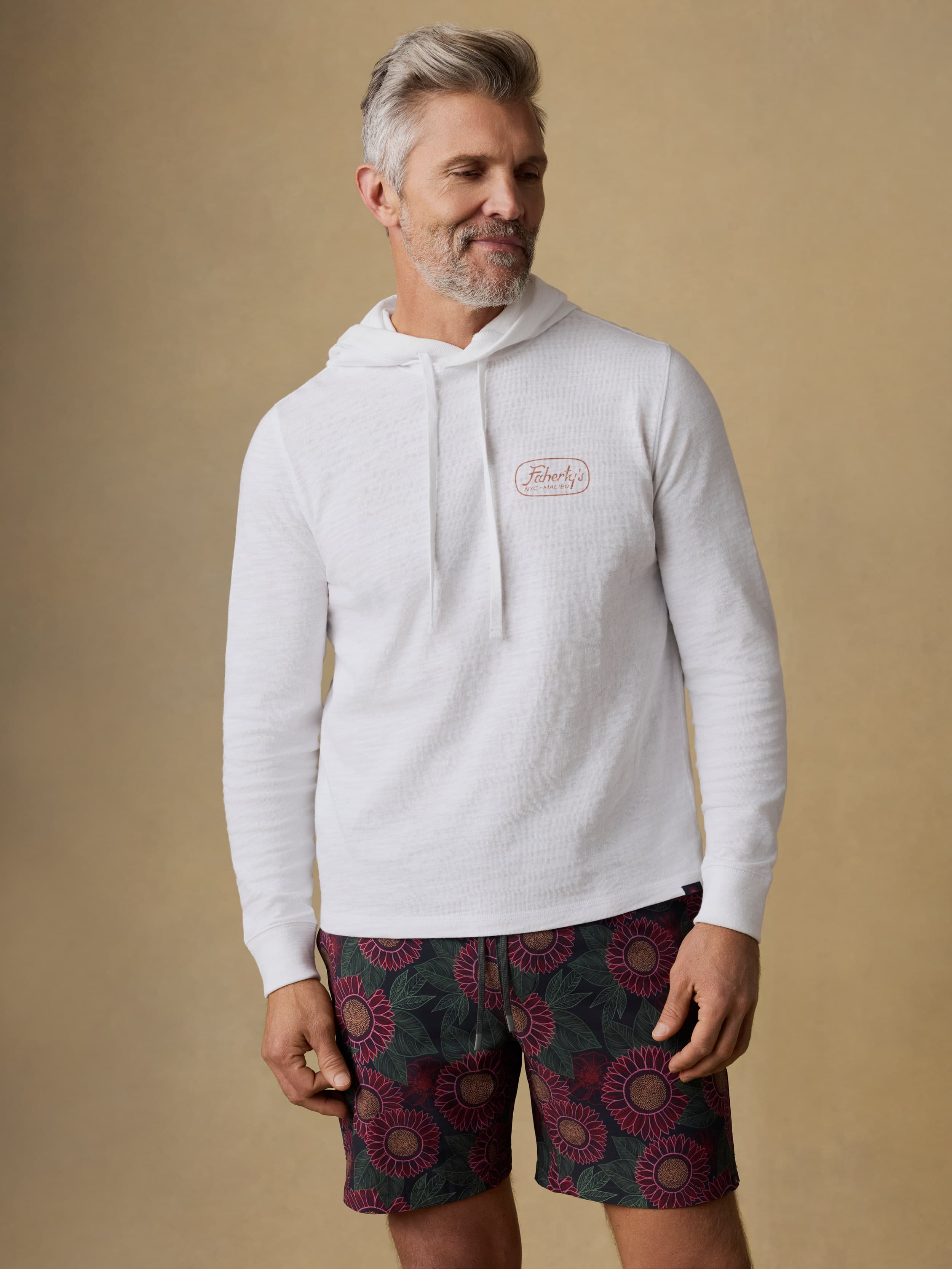 Surf Shop Sunwashed Organic Hoodie - White | Faherty Brand