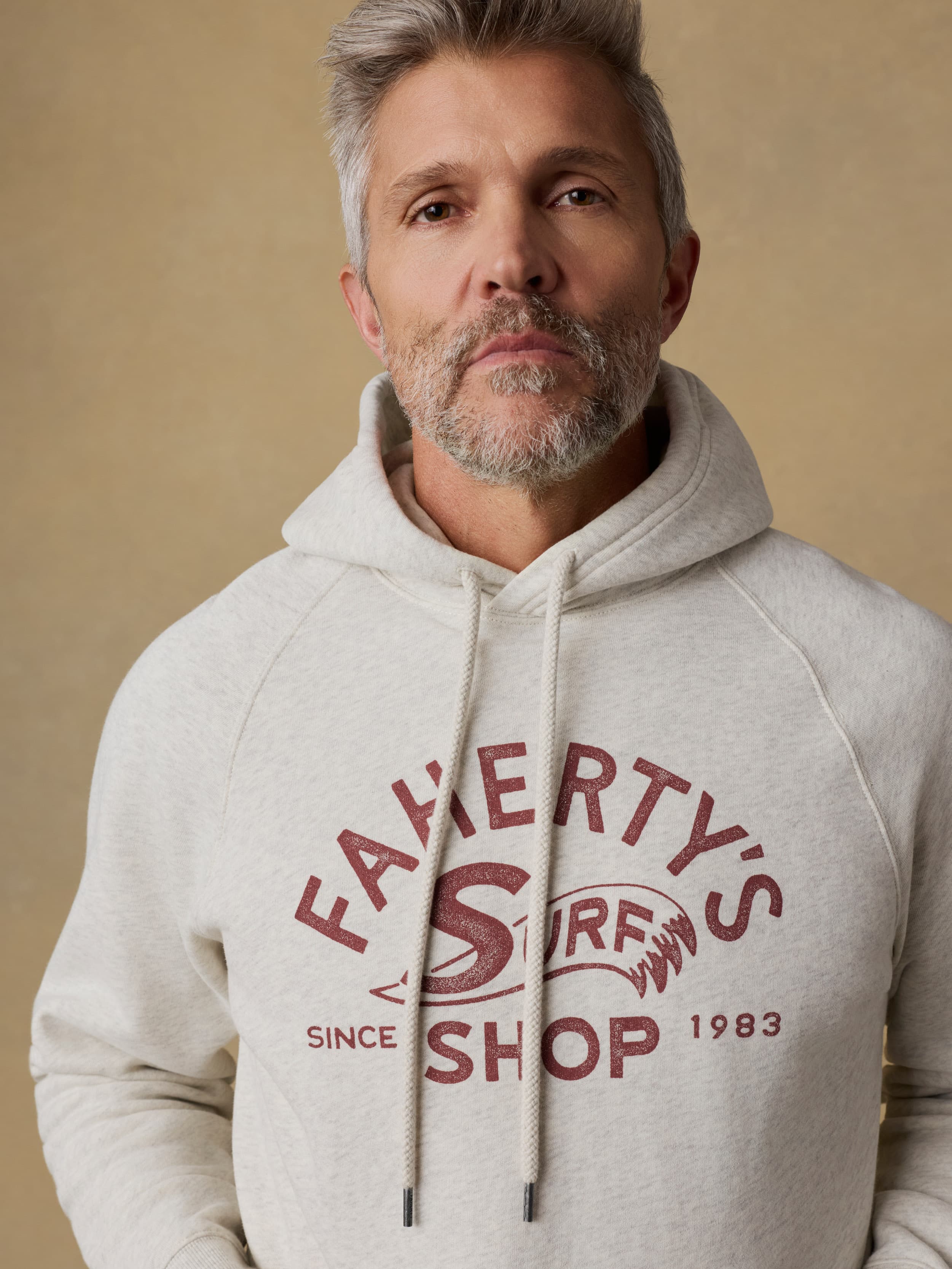 Surf Shop High Standard Fleece Hoodie - Antique Ivory Heather | Faherty Brand