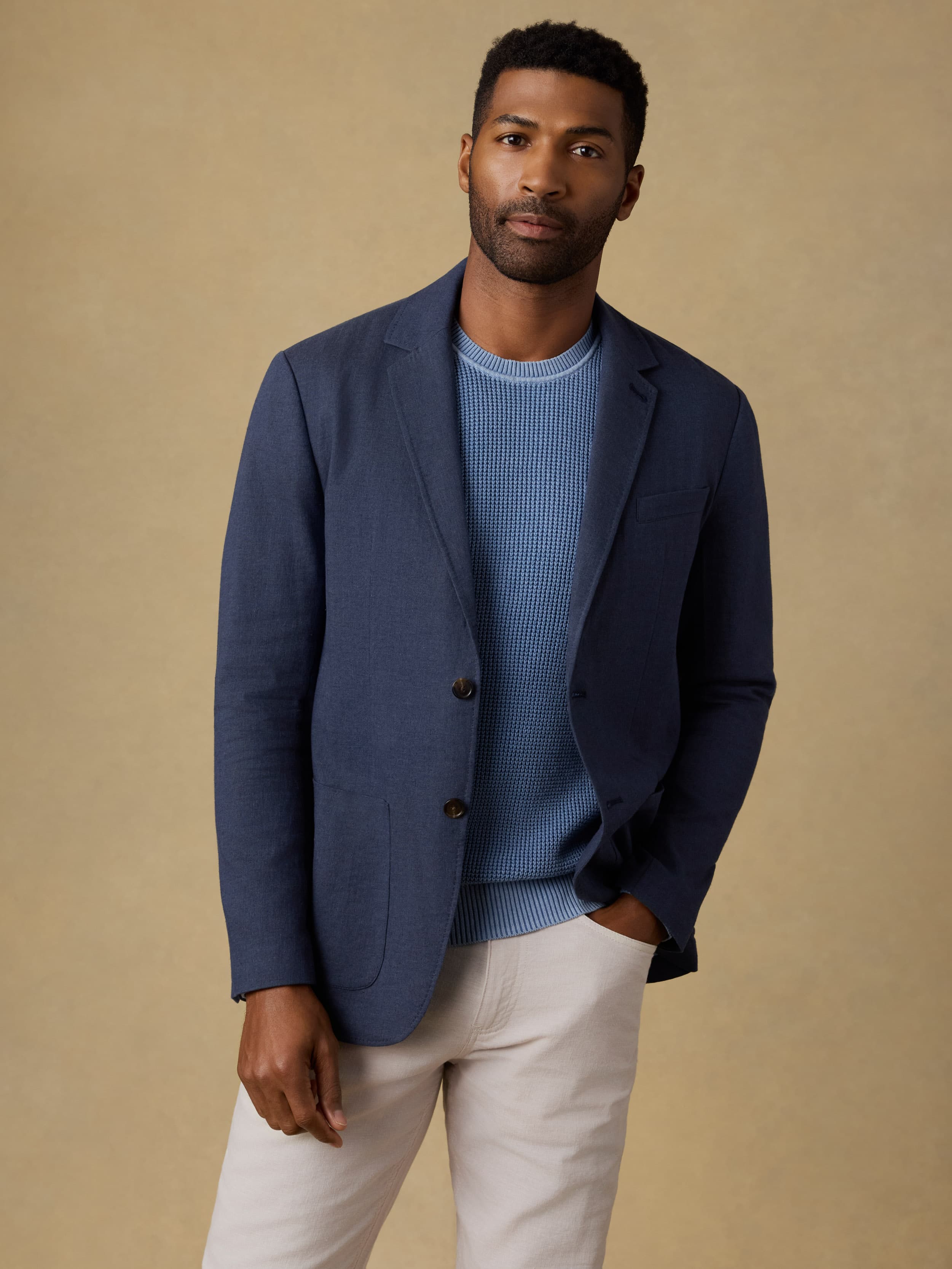Movement™ Linen Blazer - Deep Sea Navy | Faherty Brand