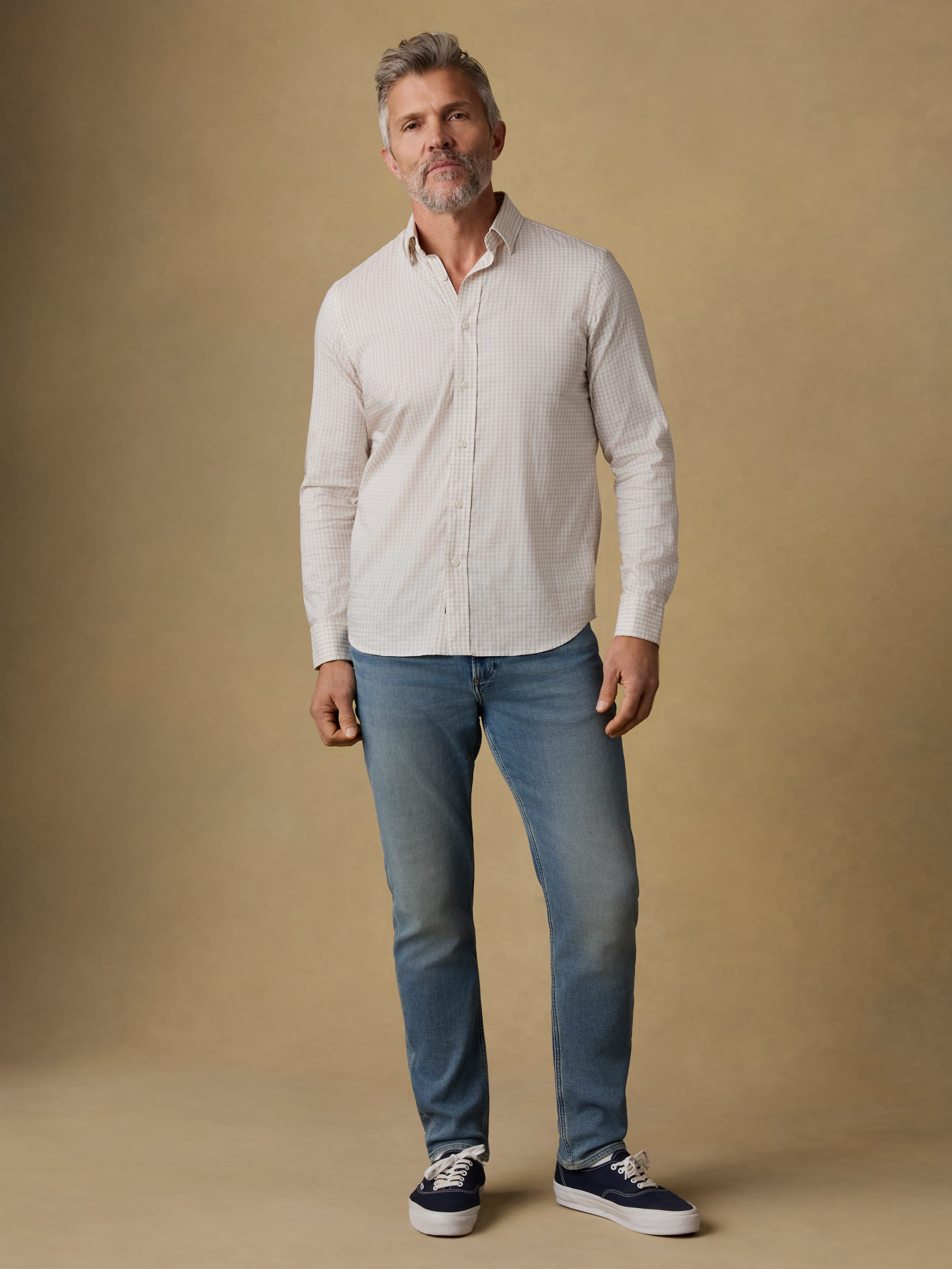The Movement™ Shirt - Faded Khaki Gingham | Faherty Brand