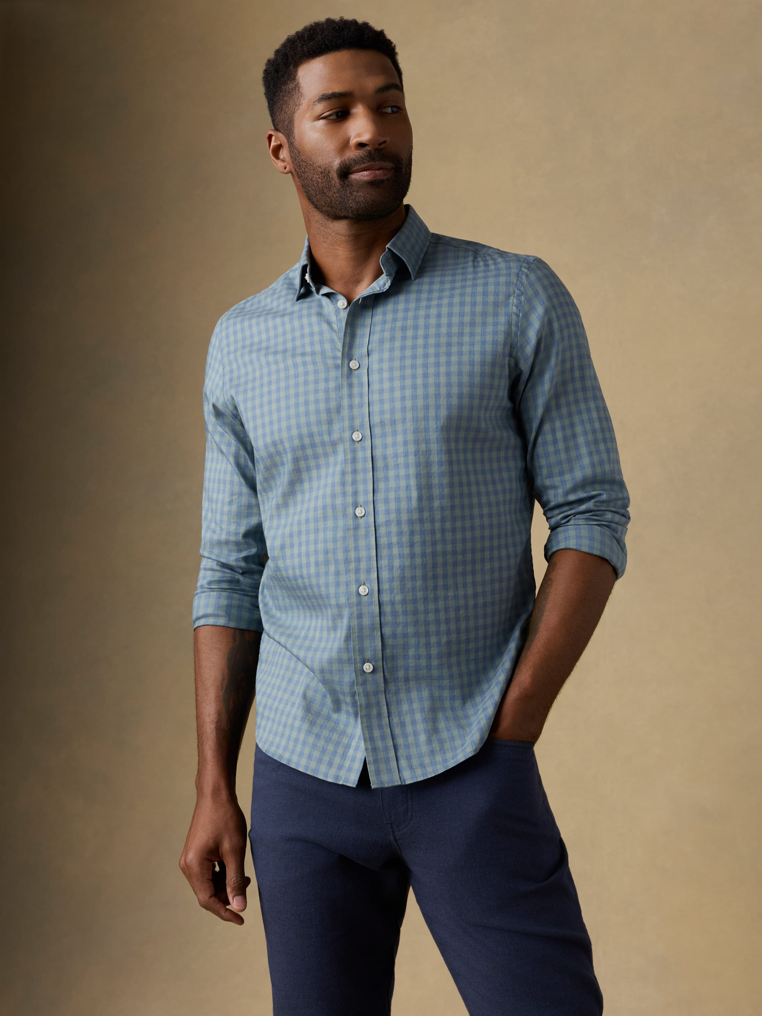 The Movement™ Shirt - Sage Marine Gingham | Faherty Brand