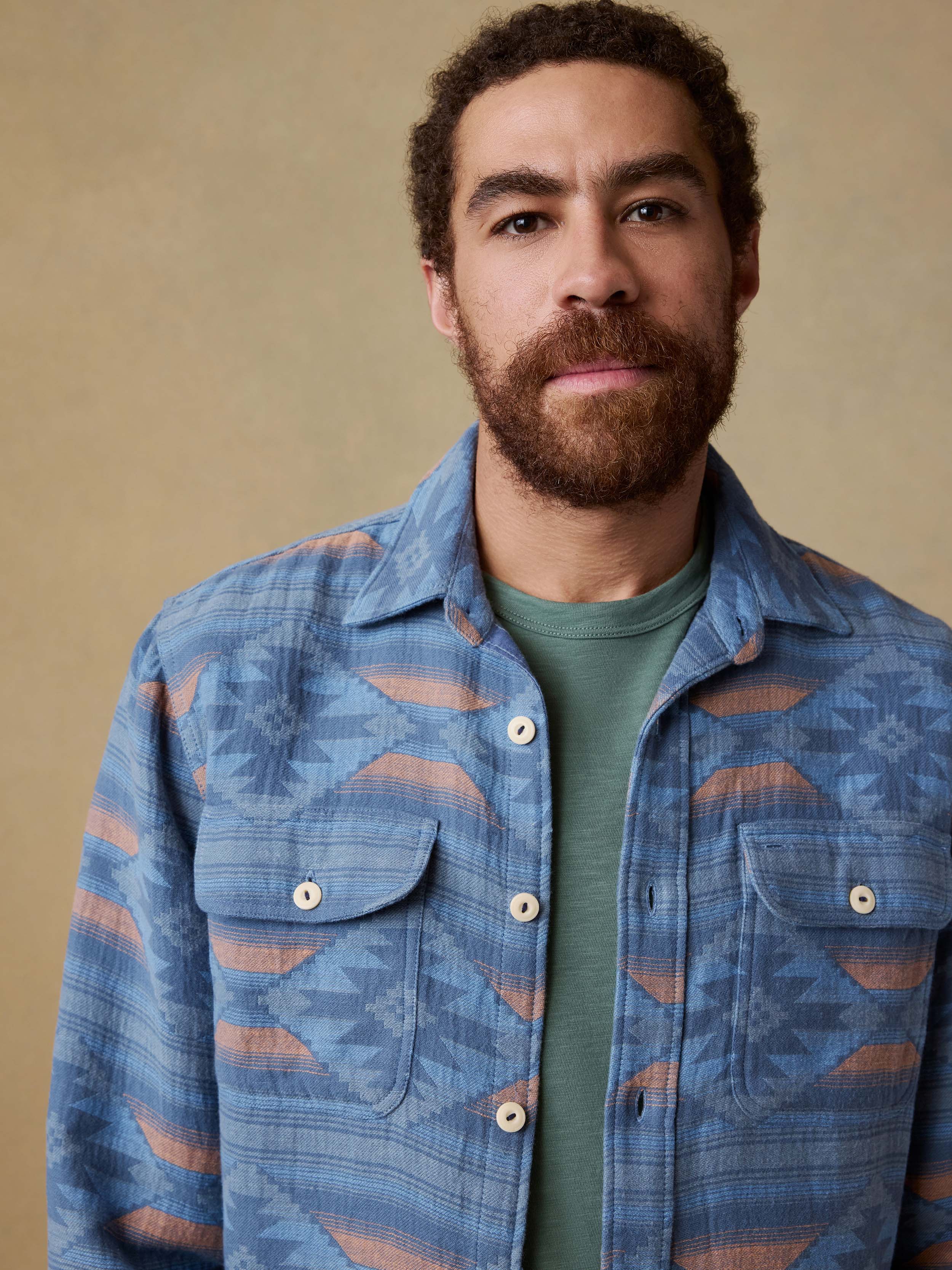 Doug Good Feather Canyon Overshirt - Blue Western Range | Faherty Brand
