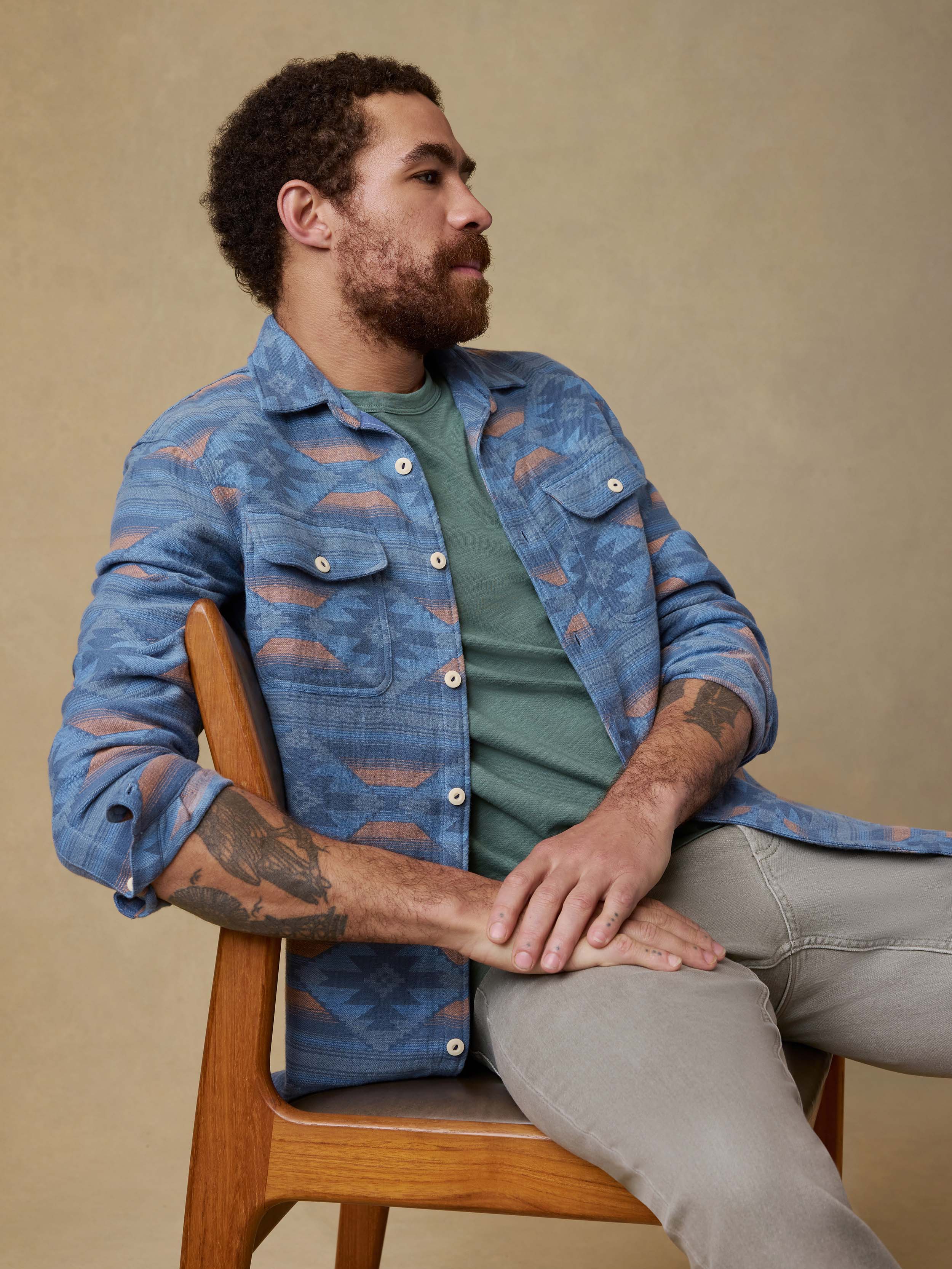 Doug Good Feather Canyon Overshirt - Blue Western Range | Faherty Brand