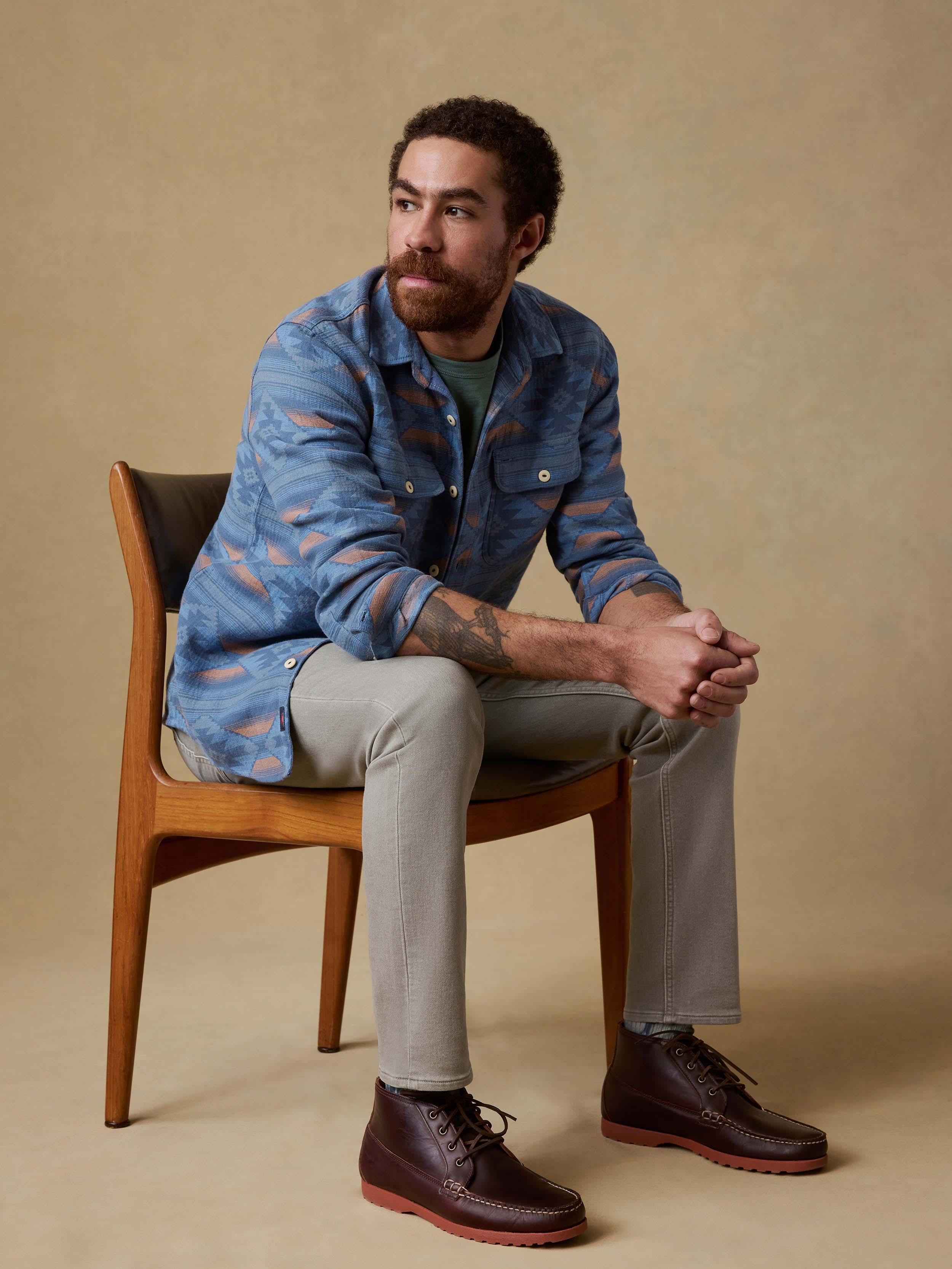 Doug Good Feather Canyon Overshirt - Blue Western Range | Faherty Brand