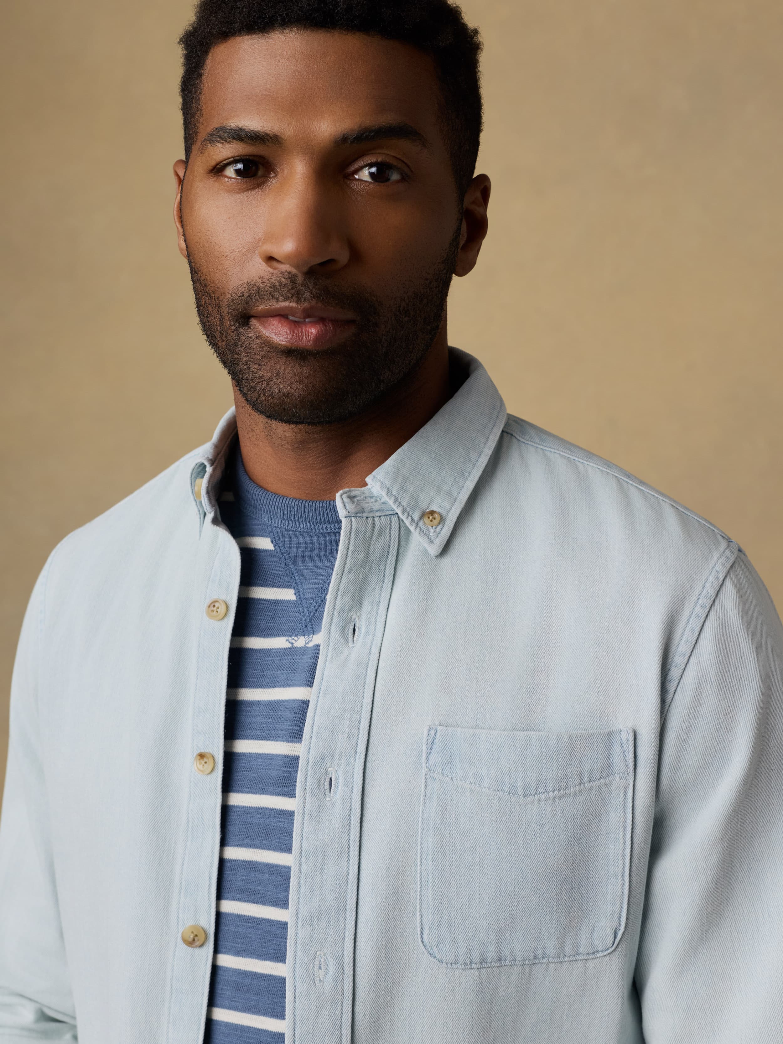 Organic Denim Button Down Shirt - Rocky River Wash | Faherty Brand