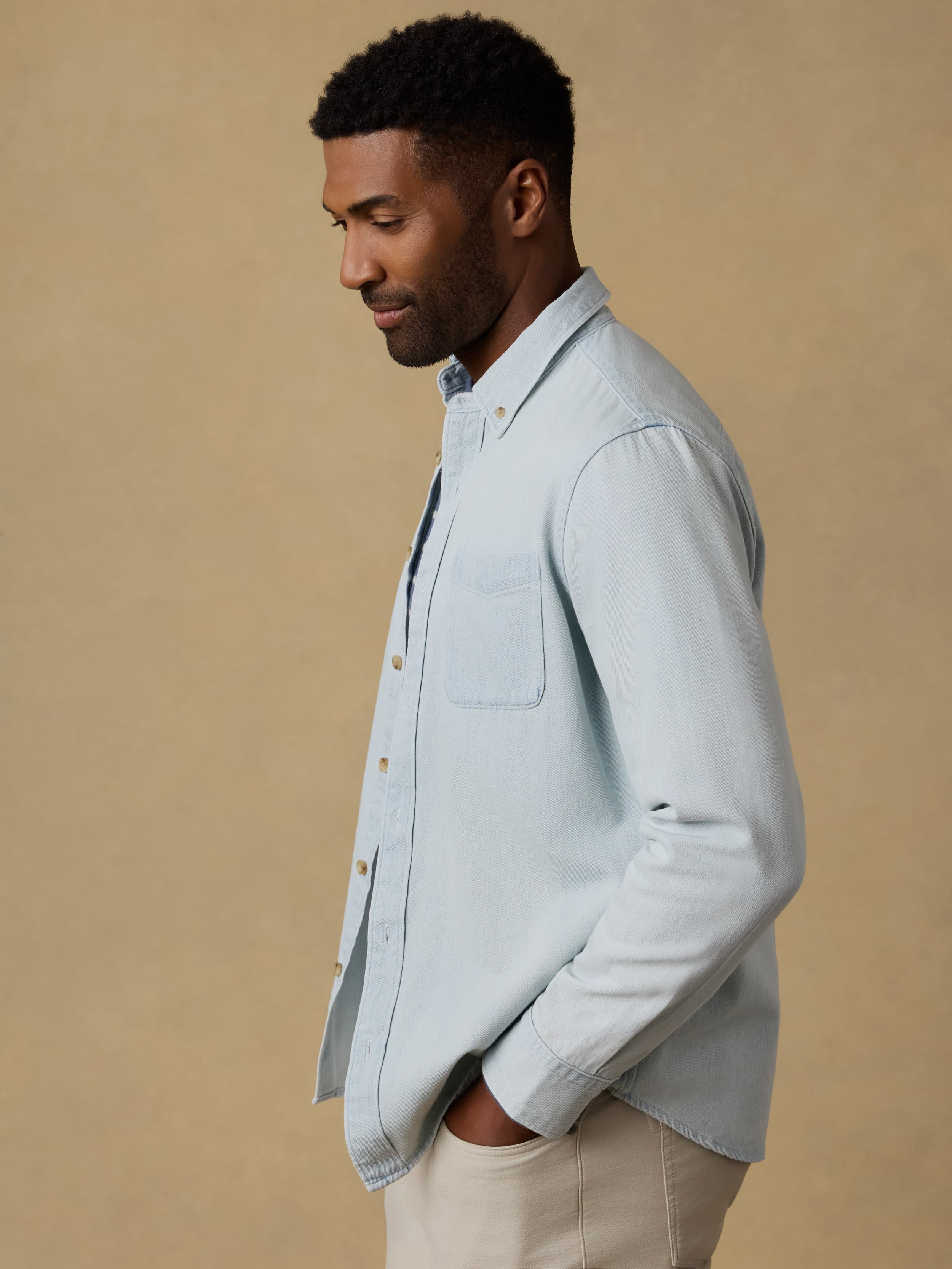 Organic Denim Button Down Shirt - Rocky River Wash | Faherty Brand