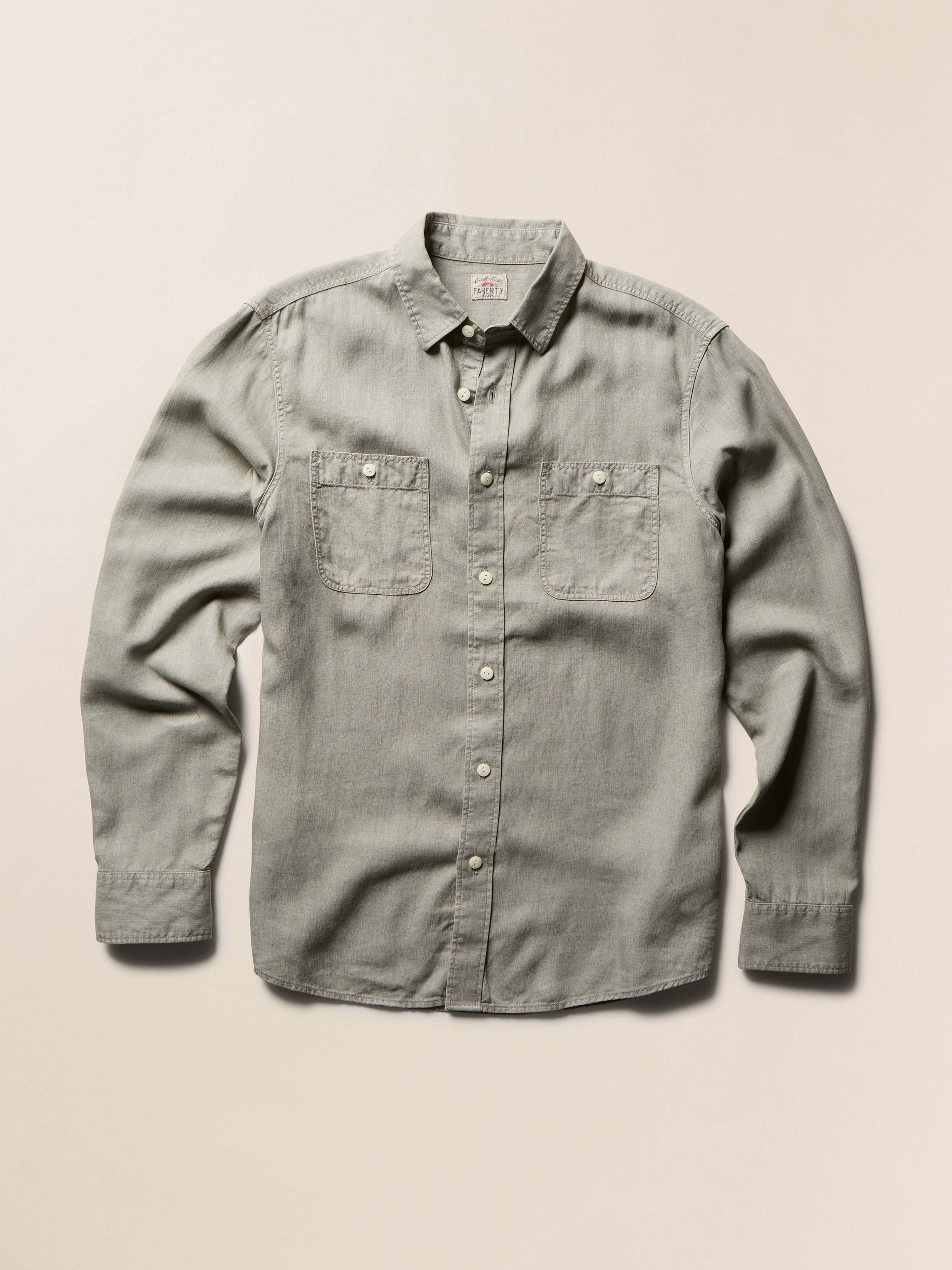 Tried & True Chambray Workshirt - Coastal Sage | Faherty Brand