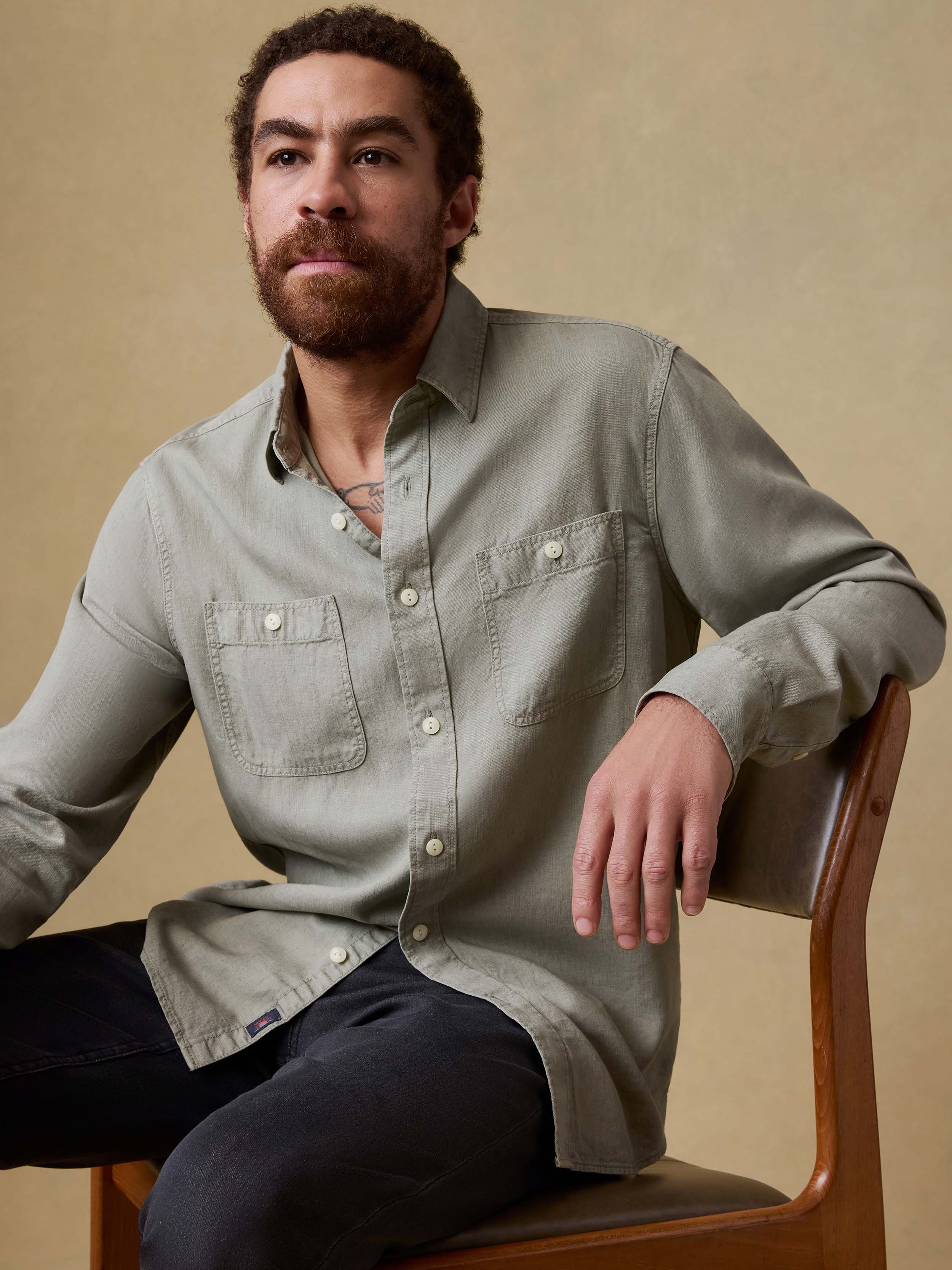 Tried & True Chambray Workshirt - Coastal Sage | Faherty Brand