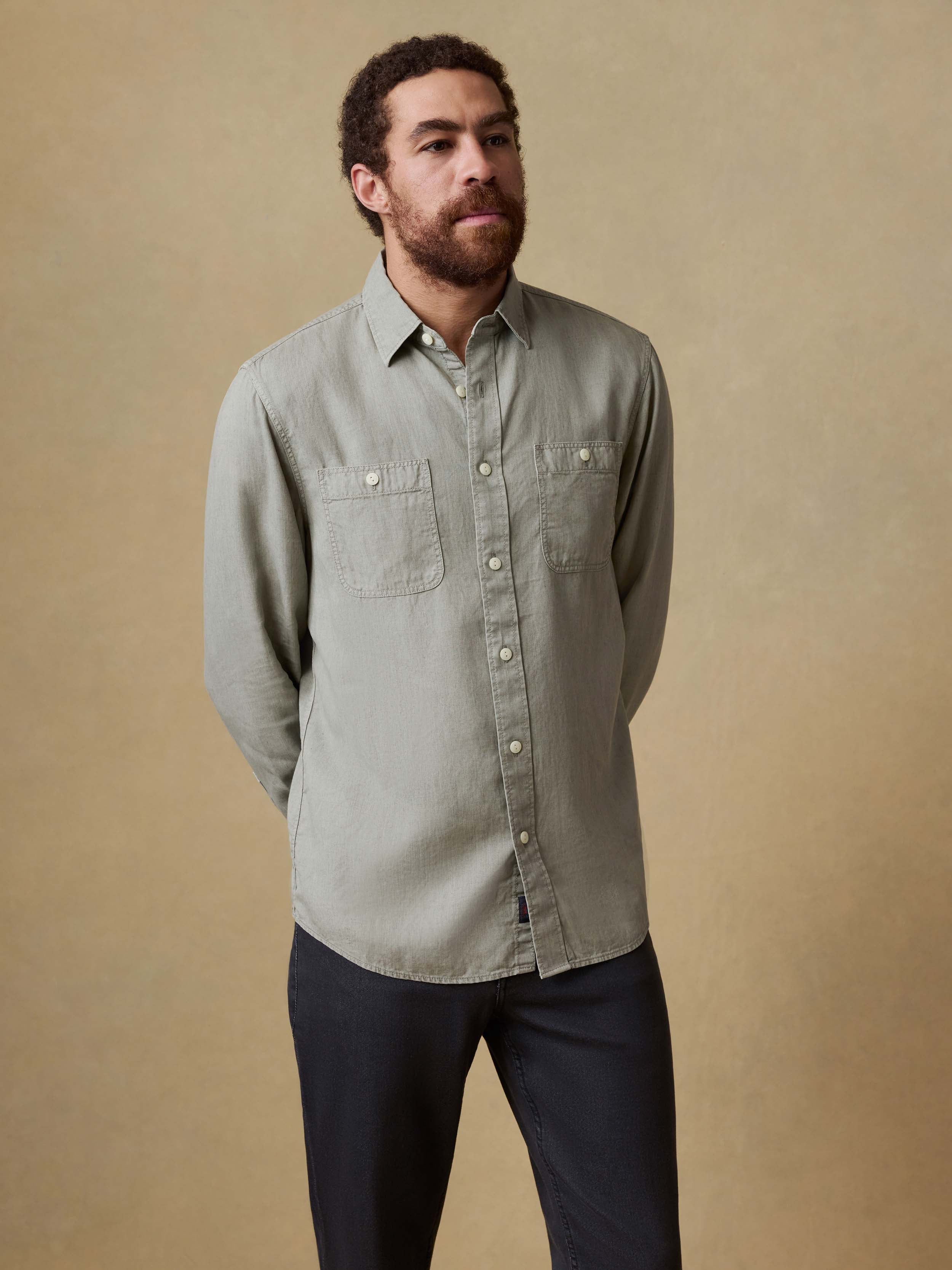 Tried & True Chambray Workshirt - Coastal Sage | Faherty Brand