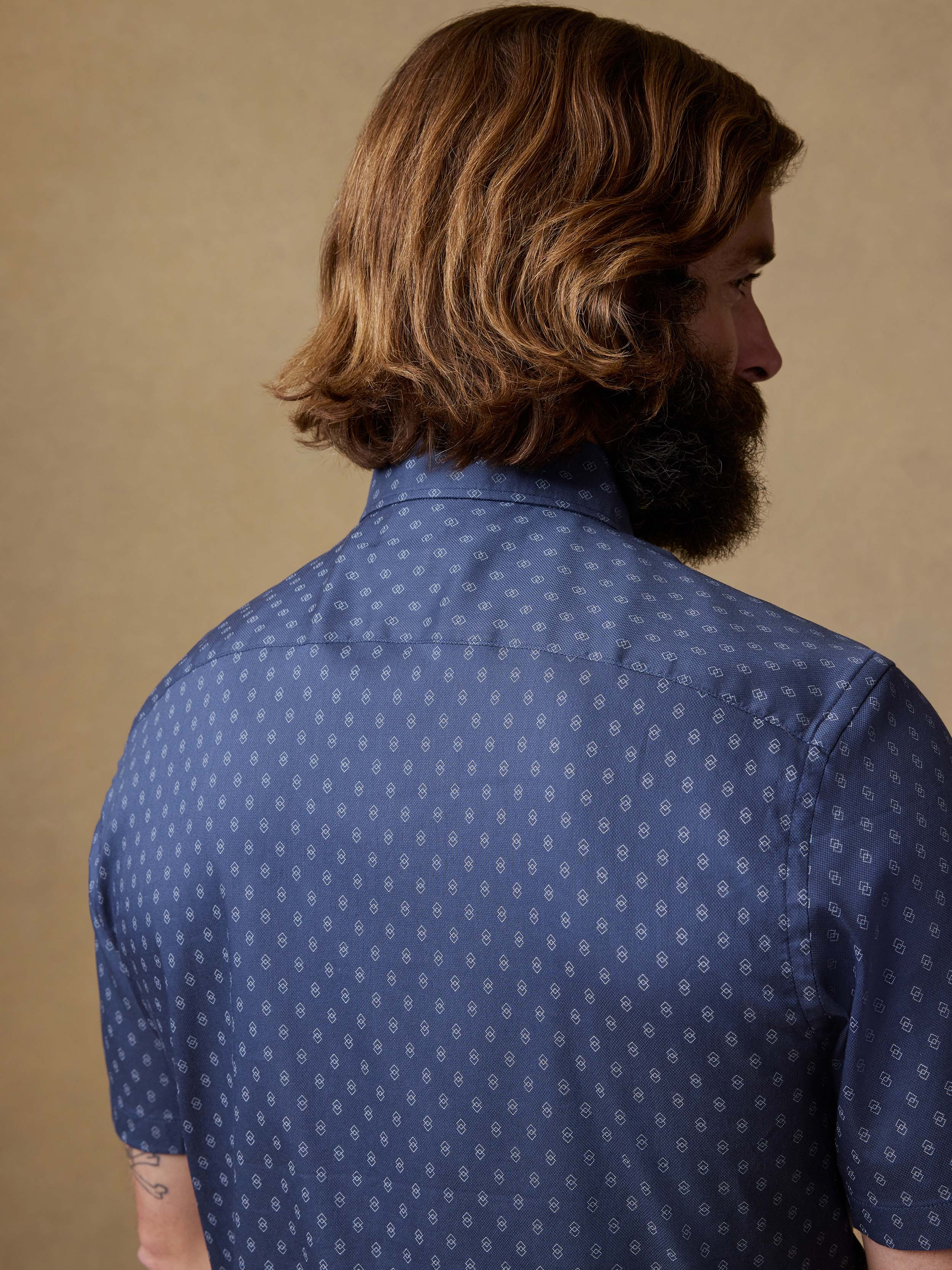 Short-Sleeve Movement™ Monterey Shirt - Navy Dusk Diamond | Faherty Brand
