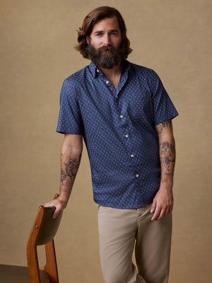 Short-Sleeve Movement™ Monterey Shirt - Navy Dusk Diamond