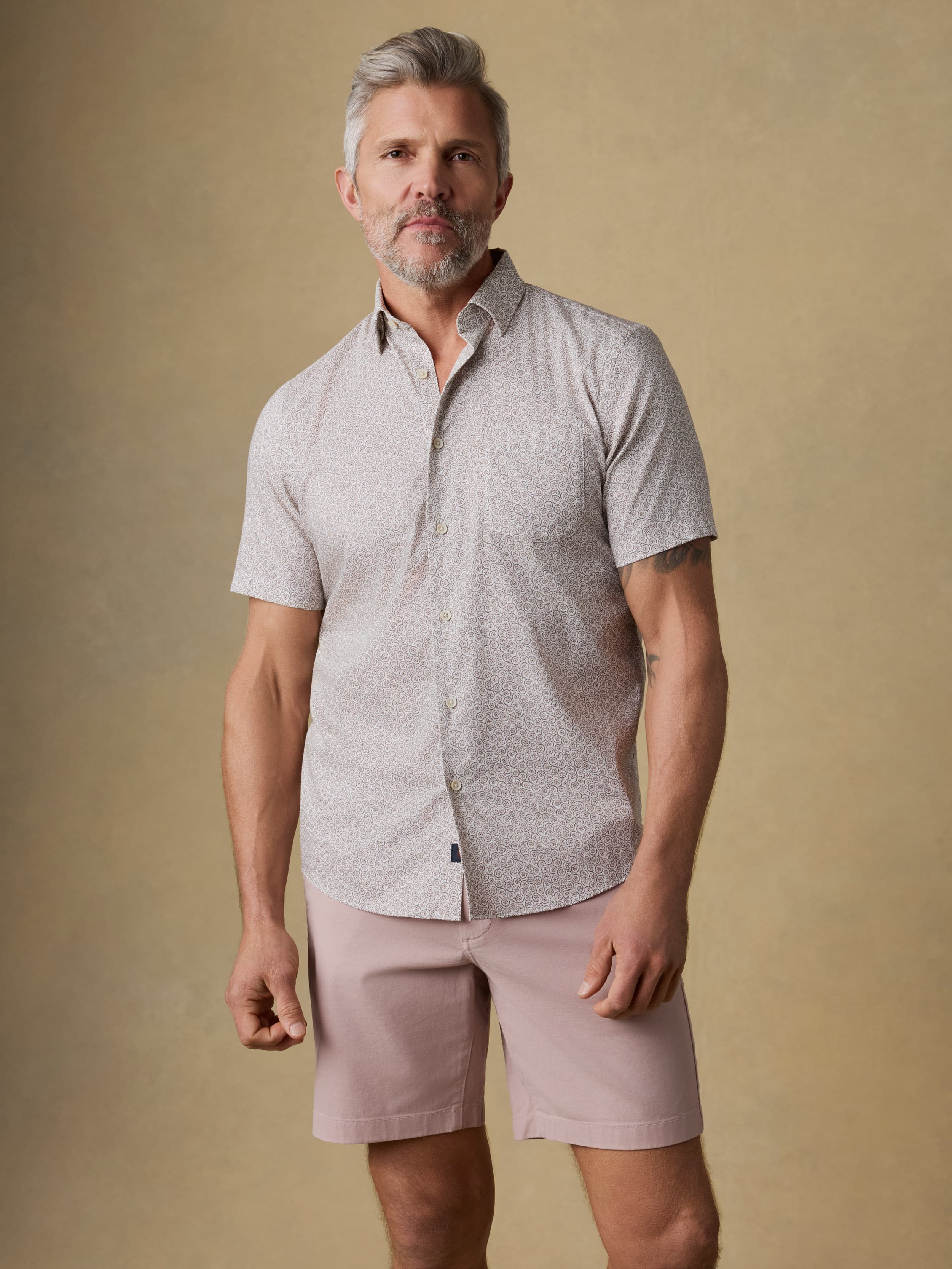 Short-Sleeve Movement™ Monterey Shirt - Wood Sunray Block | Faherty Brand