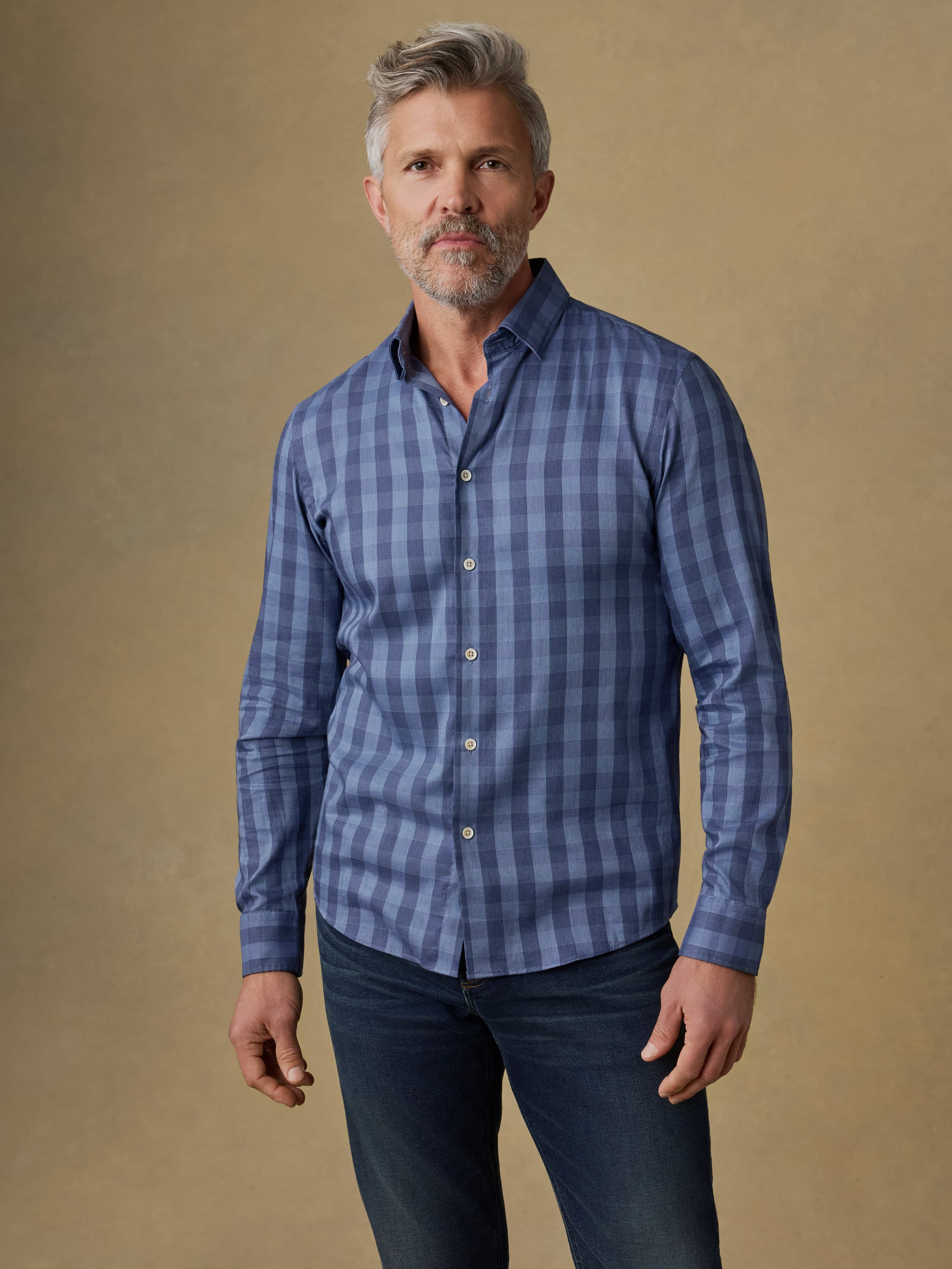 Movement™ Monterey Shirt - Navy Tide Check | Faherty Brand